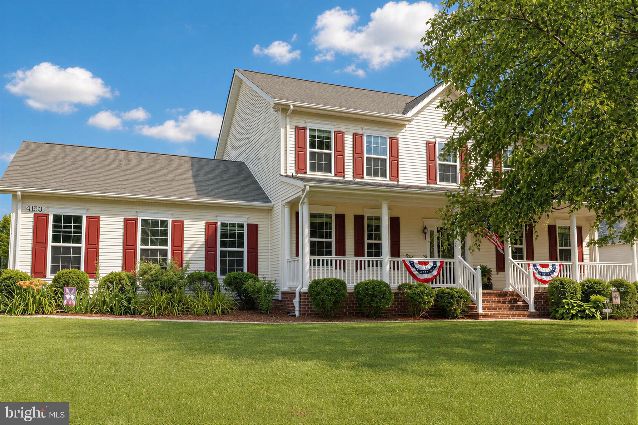 Welcome to this beautiful Wingate model in the highly desirable Leonard’s Grant community! Situated in the front of the neighborhood, this home offers charming curb appeal with a welcoming front porch, side-load garage, and a large fenced backyard complete with a composite deck—perfect for entertaining and outdoor enjoyment.  
Inside, the main level features new carpet, a spacious formal dining room, and a convenient powder room. The gourmet kitchen offers a pantry, abundant cabinetry, and an eat-in area that opens seamlessly to the inviting great room, creating an ideal layout for both everyday living and entertaining.
Upstairs, you’ll find four generously sized bedrooms, including a spacious primary suite featuring the signature Quality Built Homes bathroom with a corner soaking tub and large shower. The fifth bedroom is located in the finished basement, which also includes a theater area, rec room, and a full bath, providing plenty of additional living space for family and guests.