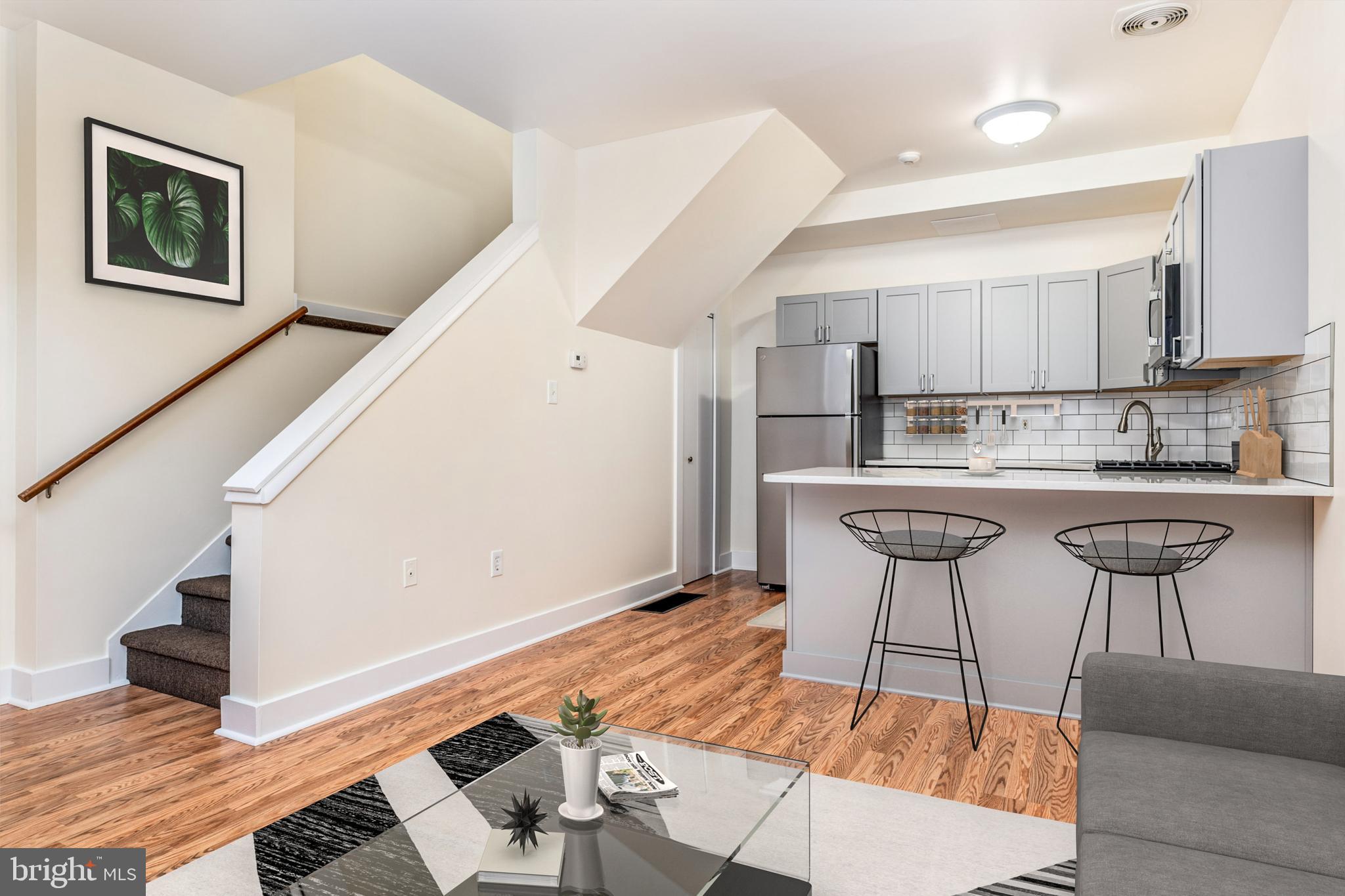 Great 1 bedroom/1 bath bi-level apartment  in Northern Liberties on the first and second floors of a former 15' wide rowhome. Open living room and kitchen are located on the lower level, with a very spacious bedroom, bathroom, and walk-in closet on the upper level. This apartment is totally renovated. New carpet, engineered wood flooring, new kitchen cabinets and appliances, new bath, new washer and dryer and virtually staged. Ideal location - less than two blocks from Il Cantuccio, Honey's, Federal Donuts, Silk City and North 3rd. A short walk to the Piazza. Just steps from the #43 bus running east and west and the #57 running north and south. Walk score 97. Bike Score 95. Transit score 79

Rent is $1530.00 /month. Managed exclusively by Landlords. No third party management. June 1 occupancy.
Sorry no pets. 

Floor Plan/Unit Features
* Dishwasher
* Air Conditioning
* High-efficiency Washer/Dryer in Unit
* Ceiling Fans in Living Room and Bedroom
* Individual Climate Control
*Laminate Wood plank floors on both levels
* Gas stove
* Microwave
* Refrigerator
* Large Walk in Closet
* Cable/Satellite Available
* Gated entrance
* Common area back yard entertaining and bike storage