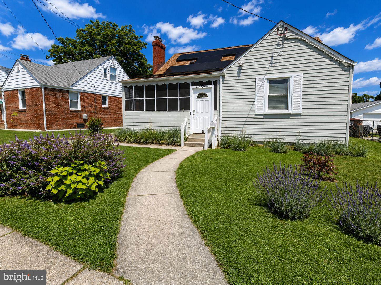 Welcome to this beautifully maintained 4 bedroom, 1.5 bath Cape Cod offering the perfect blend of timeless charm and thoughtful updates! Step inside to discover gleaming hardwood floors and a bright, inviting layout featuring an updated eat in kitchen complete with quartz countertops, a center island, recessed lighting, and ample cabinet space, ideal for everyday living and entertaining.

The enclosed front porch provides additional living space perfect for relaxing year round, while the unfinished walk out basement offers endless possibilities for storage, a workshop, or future finished living space.

Enjoy peace of mind with numerous recent updates, including a newer architectural shingle roof (2022), HVAC system (2024),  and owned solar panels.

Outside, you'll find a fenced rear yard, private driveway parking, and a storage shed. Conveniently located near shopping, dining, commuter routes, BWI Airport, and Baltimore, this move in ready home is one you won't want to miss!