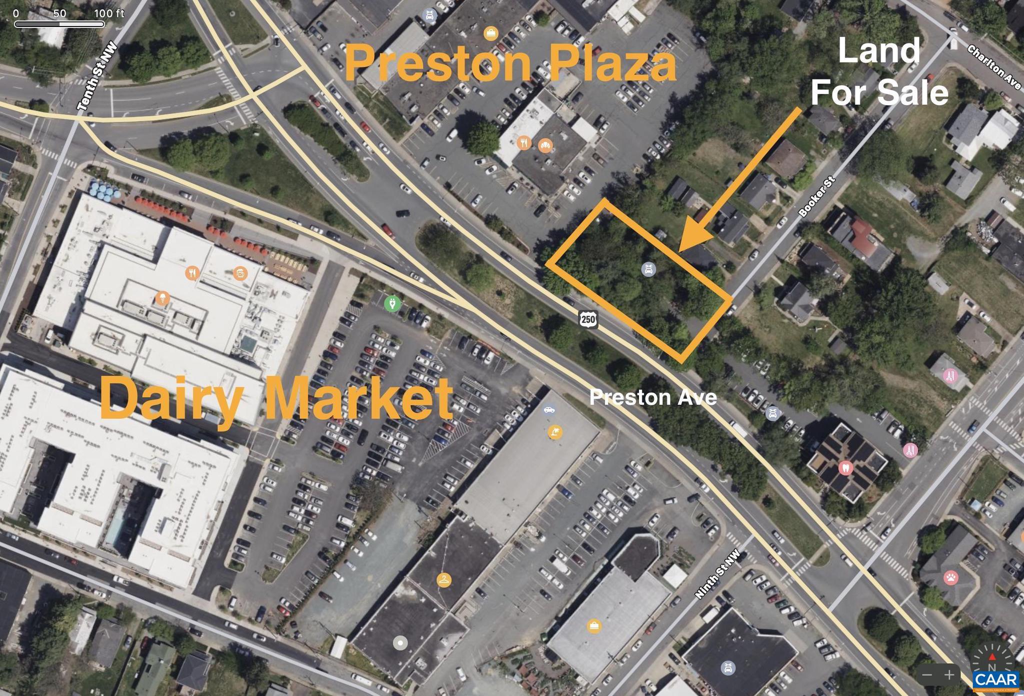 Rare multi-parcel .28 acre development opportunity with 140 feet of Preston Ave frontage in the heart of the City of Charlottesville.  Located between the Preston Shopping Center and the Wellness center offering high visibility and easy walking distance to Dairy Market, The Downtown Mall and numerous shops and restaurants.  Both lots fall within the Mixed Use CX-3 designation.   Easy automobile access from Booker Street.