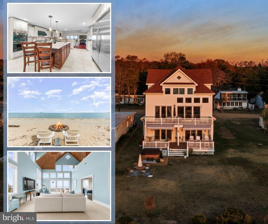 A Bayfront Estate Built for Every Generation!!

Welcome to an extraordinary Chesapeake Bay estate in the sought-after Cove Point community, where more than 5,000 square feet of refined coastal living meets direct beach access and sweeping water views that shape every moment. This custom-built five-bedroom, five-bath home blends timeless craftsmanship with shoreline serenity — the kind of home built for years of family gatherings, or a second home with genuine income potential in one of the Bay's most sought-after markets.

A grand two-story foyer welcomes you with sunlight and soaring ceilings. To the right, a flexible guest suite or office offers privacy and comfort for visiting family or remote work; to the left, a full bath serves the main level with ease.

The home opens into a gourmet kitchen designed for gathering, with a massive granite island, custom weathered coastal cabinetry, double wall ovens, a commercial-size refrigerator, and a custom vent hood. The bright eat-in area extends toward the Bay and flows into a large living room with sliding doors that invite you outside. A walk-in pantry adds practical storage for hosting large groups.

The main living room is warm and inviting, with wood floors, a gas fireplace, and a full wall of windows framing uninterrupted water views — a space that celebrates the waterfront whether you're relaxing by the fire or entertaining a full house. Step outside onto a full-width deck for dining, lounging, and coastal breezes.
Upstairs, a spacious family room with dramatic two-story cathedral ceilings offers another stunning vantage of the Chesapeake. The primary suite is a true waterfront sanctuary, with its own upper deck, a generous walk-in closet, and a spa-like ensuite bath with dual vanities and a tiled walk-in shower. Two additional bedrooms — one en-suite — share this level, giving every generation room to spread out.

The third level is a retreat of its own: a fifth bedroom suite with a full en-suite bath and walk-in closet, a cozy reading or office nook beneath warm wood ceilings, and a large recreation room with a billiards area overlooking the Bay — ideal for guests of any age.

Outside, a boardwalk leads through natural grasses straight to a sandy beach, with multiple decks for everyday enjoyment or hosting rental guests. A dedicated water hook-up and 50-amp RV connection add extra convenience. Cove Point is also a private beach community anchored by the historic 1828 Cove Point Lighthouse, one of the oldest continuously operating lighthouses on the Chesapeake Bay, with community amenities nearby and Solomons Island just a short drive away for waterfront dining, marina life, and fossil hunting along Calvert Cliffs.

An additional separate lot is included, bringing the total to approximately .31 acres — perfect for extra parking, storage, or privacy, a meaningful plus whether hosting family or managing guest turnover.

This home would make an excellent second home for years of family memories, with the added benefit of substantial short-term rental income potential based on surrounding properties and seasonal demand. This rare Chesapeake Bay estate brings elegant design, thoughtful functionality, and the magic of waterfront living together seamlessly.