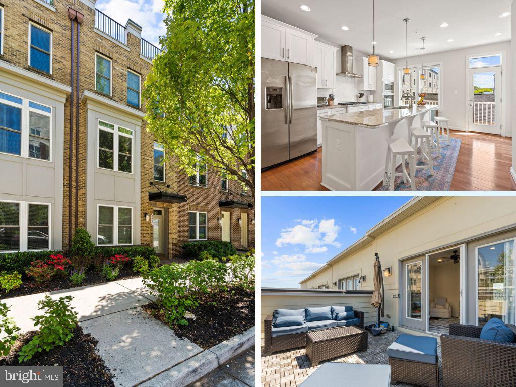 Available for sale for a very limited time or it will be rented. This is the one South Arlington townhome that has it all — and then surprises you with a rooftop deck with open sky and nothing but good evenings ahead, and a kitchen that makes you never want to leave. Four bedrooms, four-and-a-half baths across four light-filled levels, soaring ceilings, and an open floorplan that just flows. The kitchen stops you in your tracks: a generous island, pantry, white cabinetry, and soft granite counters made for long Sunday mornings at the breakfast bar. The baths are beautifully appointed, custom blinds throughout, and a neutral palette means everything just works. An entry-level bedroom with full bath is ideal for guests or a home office, dual-zone heating and cooling keeps every floor comfortable, and a detached two-car garage rounds out the practical side beautifully. The roof deck — with designer flooring and open sky in every direction — is the kind of space that turns a Tuesday evening into something worth savoring, and a main level patio adds yet another outdoor escape. The neighborhood delivers too: sidewalks, easy bus access to Metro and DC, biking and walking trails, and a front-row seat to some of Arlington's most beloved spots — Pupatella, Ruthie's All Day, and Chipotle literally around the corner. Four levels, four bedrooms, and a life that just flows.