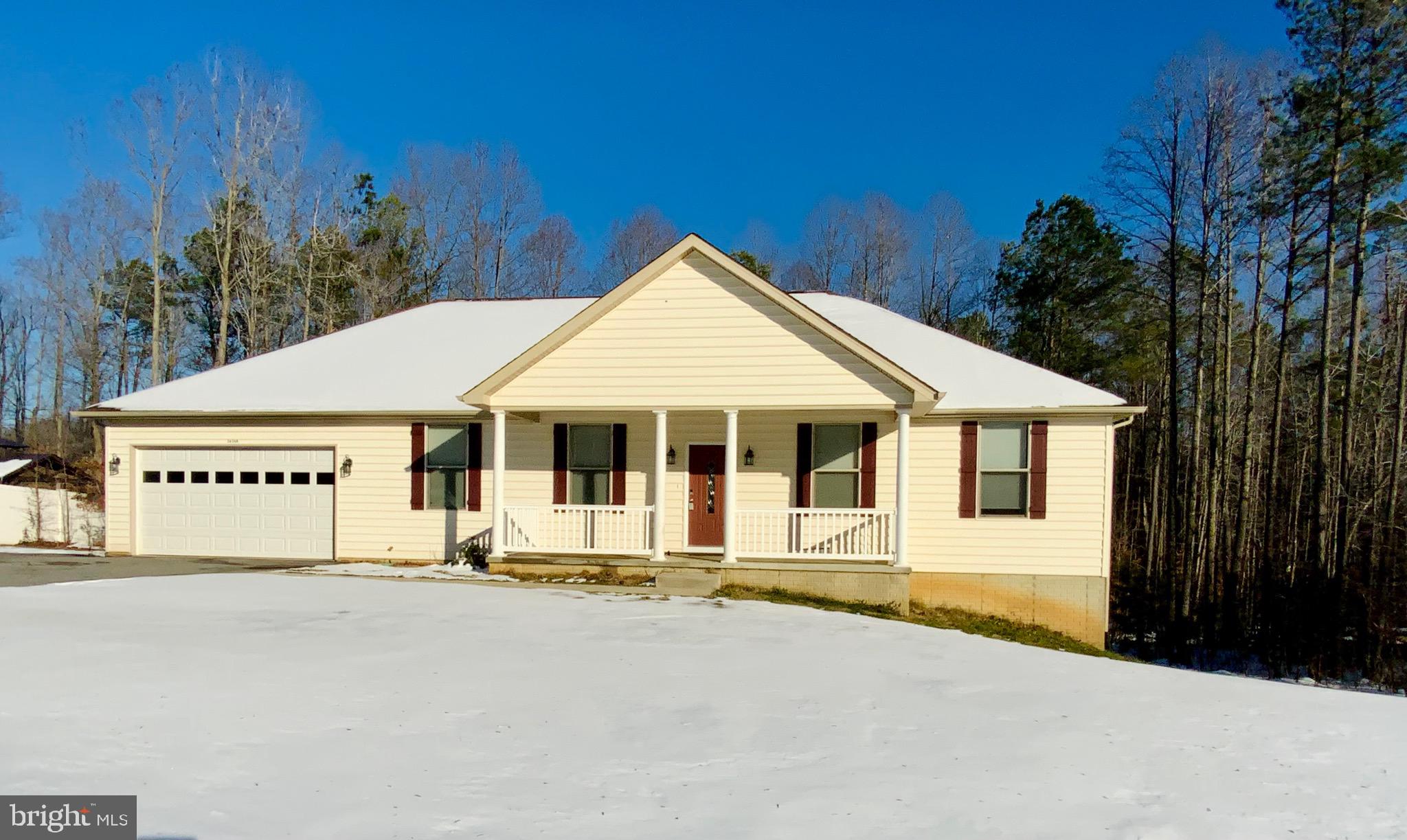 Beautiful Rambler w/ open floor plan, master suite on left side, guest rooms on the right. Master has walk in closets, crown moldings, super bath w/ corner tub, walk in shower w/ dual shower heads/controls, his & her vanities, kitchen features custom cabinetry, stainless appliances (excluding refrigerator), large island, breakfast/dining area, opening to a deck overlooking back yard. Lower level is open & ready for you to finish & make your own. It does feature a full bath, doors walking out to a concrete patio. Freshly painted & all new flooring. Garage is very nice, has sink & Swisstrax flooring tiles. Beautiful neighborhood of custom homes on 1+ acre lots, convenient to 234 or 235/Rt5. 
Internet is Atlantic Broadband.
