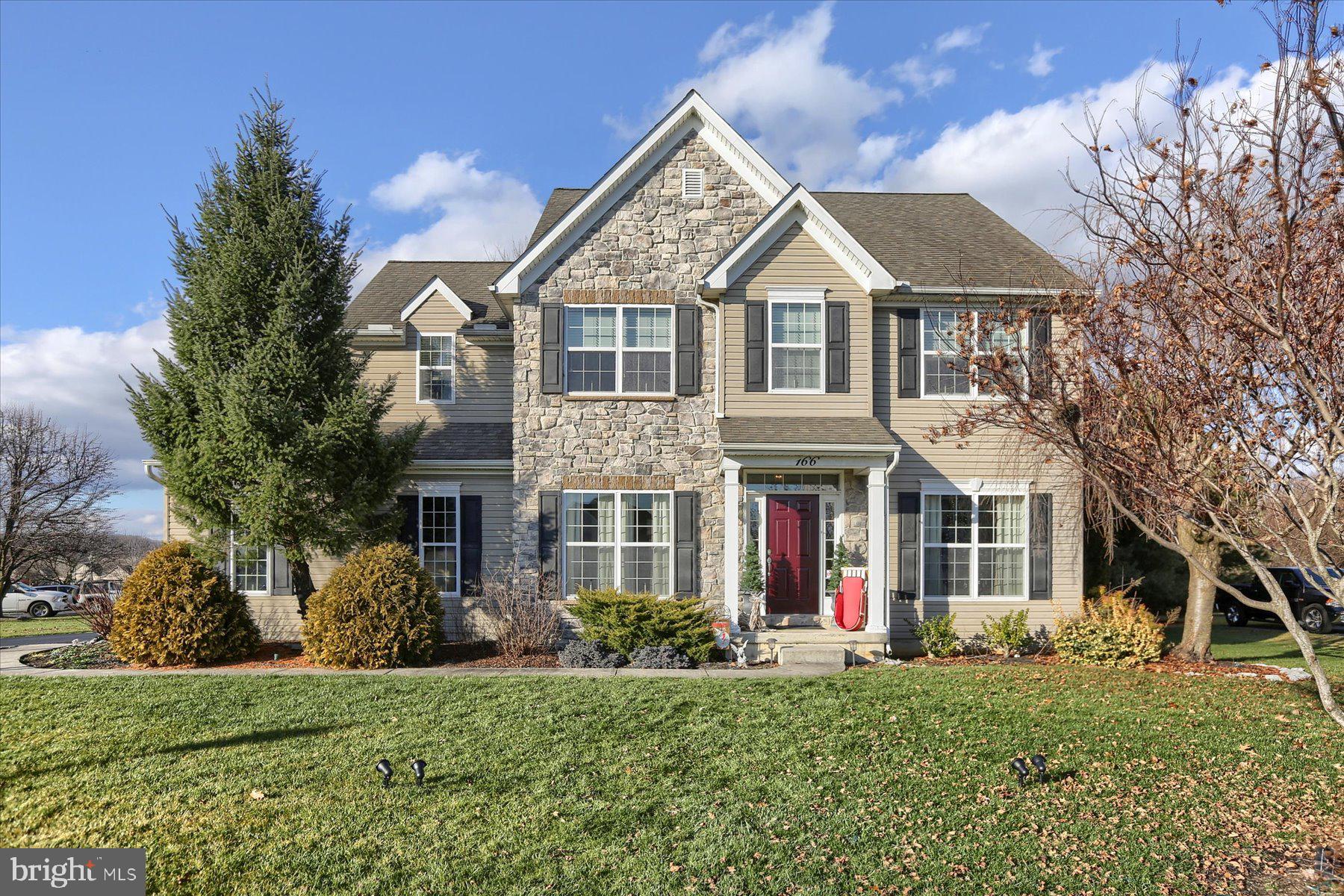 OPEN HOUSE FOR SUNDAY, 1/14 HAS BEEN CANCELED!!!!      

Welcome to 166 Oxford Road, located in the desirable neighborhood of London Croft. This stunning turn-key four bedroom home is loaded with upgrades at every turn.  As you step inside, you'll be greeted by a bright and airy floor plan, seamlessly flowing from the living room to the dining area and into the expansive kitchen and family room with new board and batten.  Create cozy evenings in front of the gas fireplace in the family room.  There's also a flex room with beautiful custom built-in shelving.   Additional features of this home include a conveniently located laundry/mud room off the kitchen, a two-car garage, and plenty of storage space.  
Upstairs, the primary bedroom is a retreat, complete with double doors, a large walk-in closet and an en-suite bathroom with a double vanity sink, a soaking tub, and a separate shower. There are three additional bedrooms with generous closet space (one is another walk-in closet).    
Summer can't come fast enough - you'll enjoy relaxing in your own private pool, with a brand new liner installed in 2023. The spacious trex deck is perfect for hosting barbecues and outdoor gatherings. This home is ideally situated in a quiet neighborhood within the Palmyra Area School District. Don't miss out on your dream home   schedule your showing today!