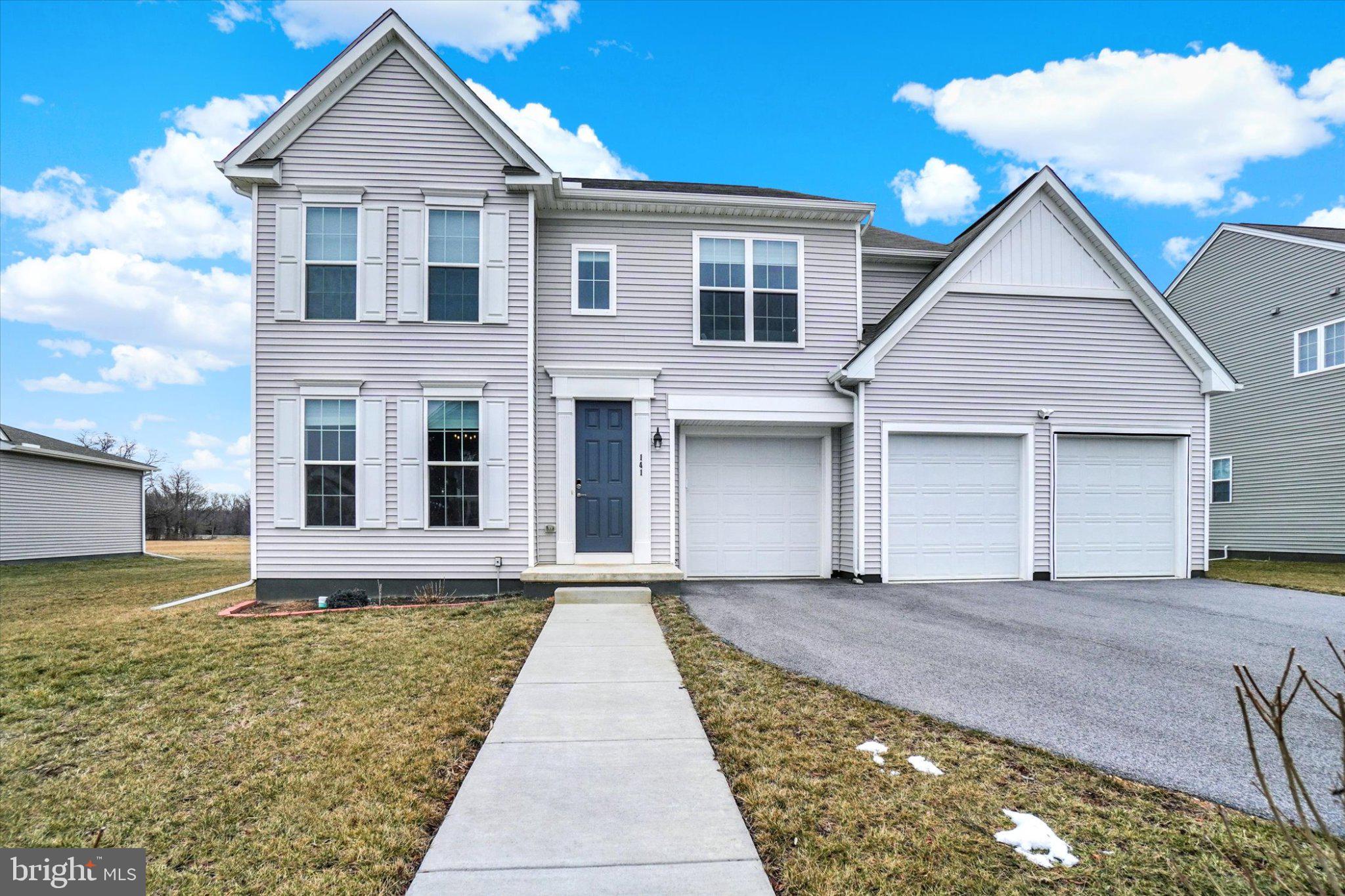 Welcome to this beautiful home in the desirable Tattersall neighborhood, located within the highly sought-after Mechanicsburg School District! This spacious 4-bedroom, 2.5-bath home offers a thoughtfully designed open floor plan perfect for both everyday living and entertaining.  Step inside to find a formal dining room and an inviting living room highlighted by an elegant tray ceiling. The large eat-in kitchen is a true centerpiece, featuring a center island, tile backsplash, stainless steel appliances, gas range, and stunning granite countertops.  Upstairs, you’ll appreciate the convenience of a second-floor laundry room along with generously sized bedrooms. The primary suite is a relaxing retreat, complete with two walk-in closets and a luxurious en-suite bath offering tile floors, a soaking tub, and a double vanity.  Additional highlights include a 3-car garage and ample space throughout. Don’t miss the opportunity to make this exceptional home yours!