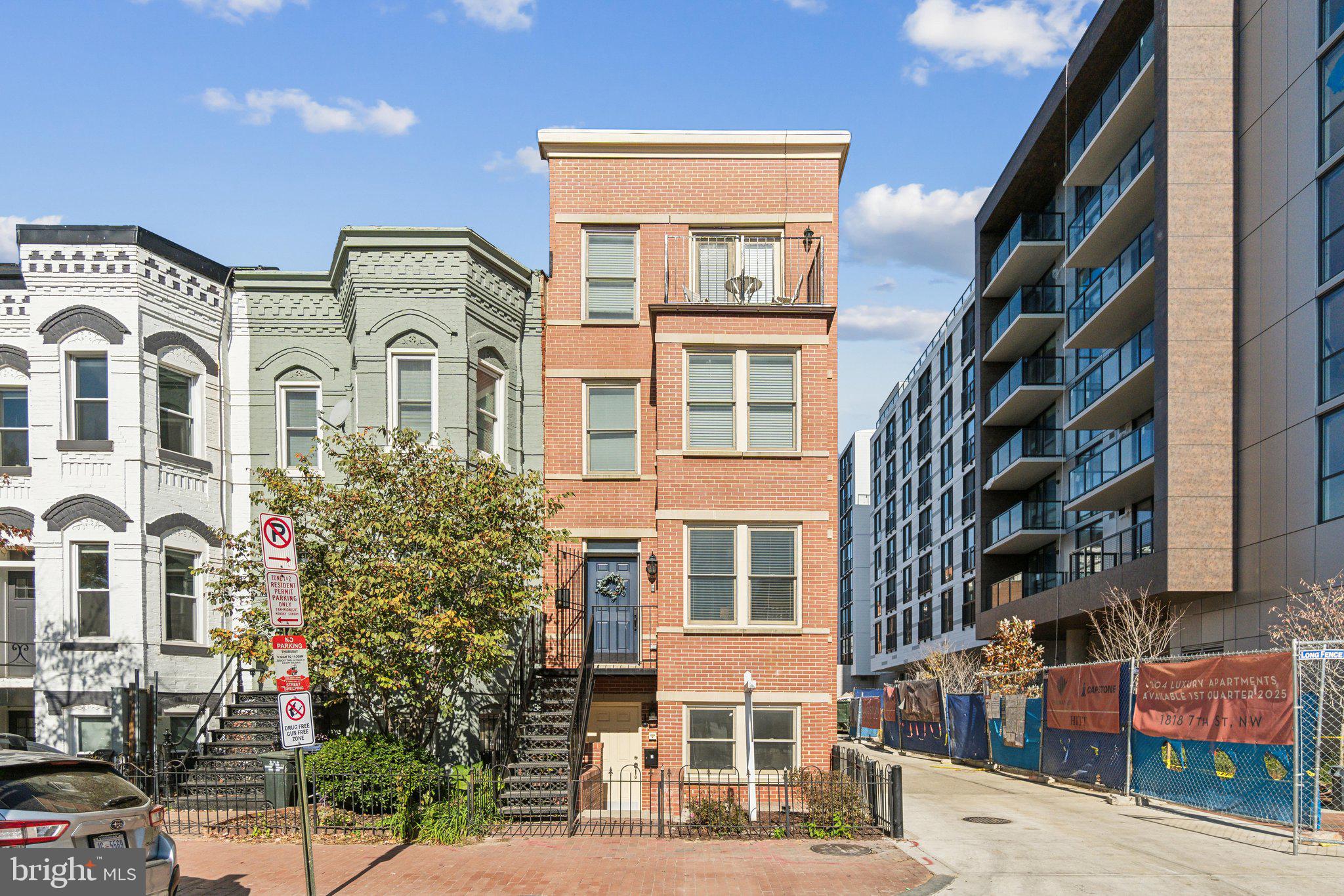 Built in 2015, this 1BR/1.5BA end-unit condo feels brand new, features an open floor plan and private entrance, and beautiful natural light throughout, the perfect pied-à-terre. You'll love this bright and airy condo that has tall ceilings with recessed lighting & neutral paint colors throughout, and engineered hardwood floors for ultimate design and durability. The front living room has a bump out for additional natural light and space for dining, plus there is a powder room for guests. The minimal modern kitchen features NEW stainless appliances, durable quartz countertops, and chic white cabinets for storage. At the end of the hall, you'll find the spacious bedroom complete with sizable closet space AND stylish full en-suite bathroom. The unit also has a W/D and private patio to make this the perfect place to call home! The property is pet-friendly. Nestled in the vibrant Shaw neighborhood, you have everything at your doorstep - a plethora of popular restaurants and breweries, Whole Foods, several entertainment and concert options, and you're just steps to Shaw Metro.