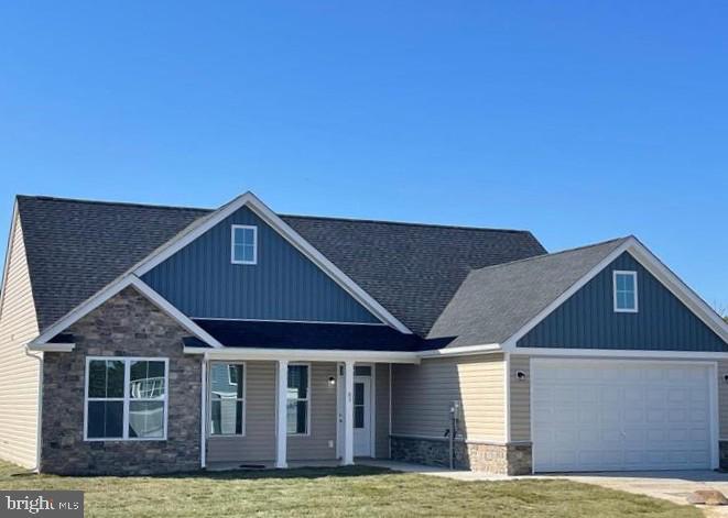 To Be Built on 1 acre Lot, several lots to choose from.  Just over 1700 sqft rancher offering open floor plan with vaulted ceilings in main living areas, 9ft ceilings in bedrooms, and tray ceiling in Primary Bedroom with recessed lights. The Primary Bath features large tile shower . Kitchen is upgraded with large center island, granite countertops, Stainless steel appliances, and upgraded cabinetry including pantry. The 14x16 sunroom has vaulted ceilings and opens to rear concrete patio. Front porch, stone on front of home, 2-car garage, and paved driveway included.  Builder offers $10,000 towards closing assistance.  All Photos are similar construction, similar models available to view