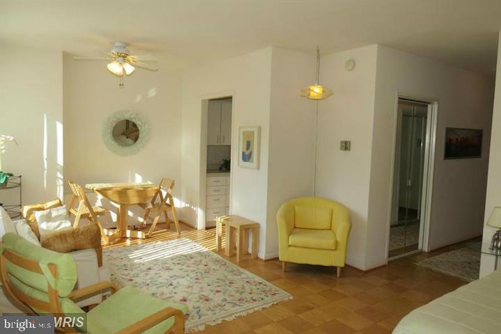 LOCATION IS A BIG PLUS FOR THIS STUDIO CONDO WITH TERRACE AND GARAGE PARKING!!!  Located right across the street from the Grosvenor Metro, nimutes for NIH & downtown Bethesda CONDO FEE INCLUDES   ALL UTILITIES (INCLUDING INTERNET AND TV)!!!!   Spacious, bright, and wonderful floorplan for a studio with a large outside covered terrace to  relax or sit with friends & enjoy  the sunset.    The white renovated kitchen with  an abundance of cabinets  including a gas wall oven, gas cooktop, dishwasher, refrigerator, & an under-cabinet microwave.  Updated bathroom plus  a  very large walk-in closet.. Plus two double sized  large closets completes the studio.  Complex is located on 20 acres of greenspace with walking paths & pond.  Also included in the community  is a  fitness center, pool & tennis courts,  &  24 hour front desk,  If don't feel like cooking  ,go to the full service  Grosvenor Market  (located in the building) to get something delicious to eat.  There is a large laundry room, plenty of parking for guests & steps to the Grosvenor Metro (Red Line).  One Metro stop from NIH, two Metro stops to downtown Bethesda & downtown DC is approximately a 20 minute ride!! Call for a private showing & you will not be disappointed at how nice this studio is!!!!
