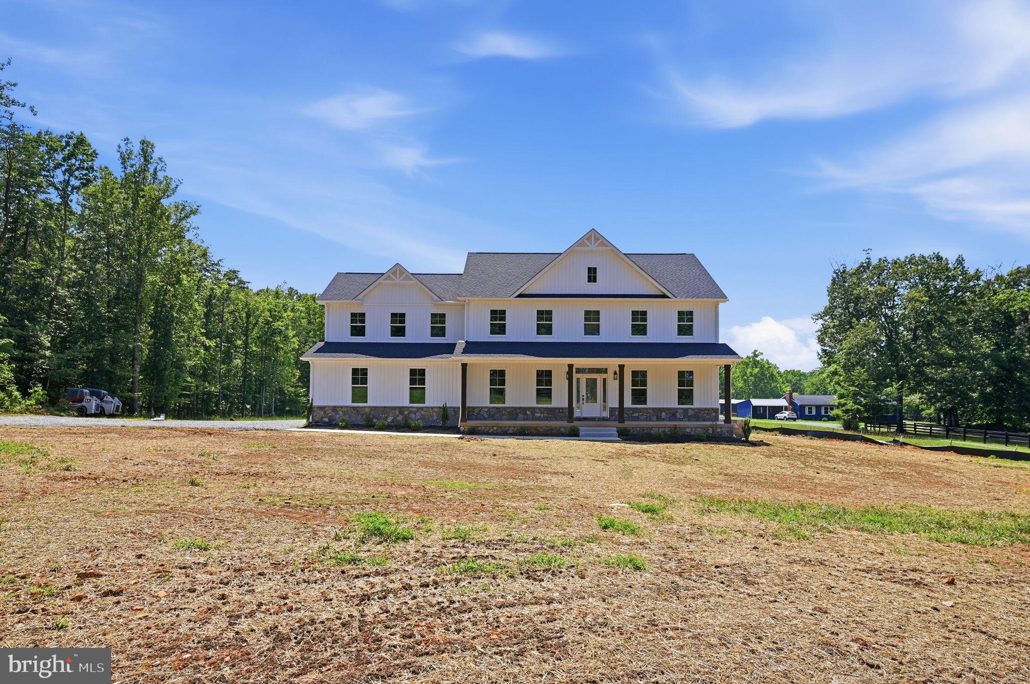 To be built—Ready for delivery mid-June 2026! Brand new custom home situated on just over 10 private acres in a peaceful Warrenton setting. Thoughtfully designed with modern living in mind, this home offers the perfect balance of comfort, functionality, and space.

Step inside to an inviting open-concept floor plan ideal for both everyday living and entertaining. The gourmet kitchen is a true centerpiece, featuring a large island, cooktop, double wall ovens, dishwasher, and refrigerator with ice maker. The adjoining great room offers a warm and welcoming atmosphere with a cozy gas fireplace, while a dedicated main-level office provides flexibility for work or quiet retreat.

Upstairs, you’ll find four spacious bedrooms, including a stunning primary suite with a luxurious bath featuring double vanities, a walk-in shower, and a large walk-in closet. A full hall bath and conveniently located laundry room complete the upper level.

The finished basement expands your living space with a large recreation room highlighted by a wet bar—perfect for entertaining or relaxing—along with a full bath for added convenience.

Additional features include a functional mudroom off the garage with a large closet and half bath, and a charming front porch with stone accents and columns.

Enjoy the privacy and possibilities of 10+ acres, all while being conveniently located near Warrenton and Gainesville.