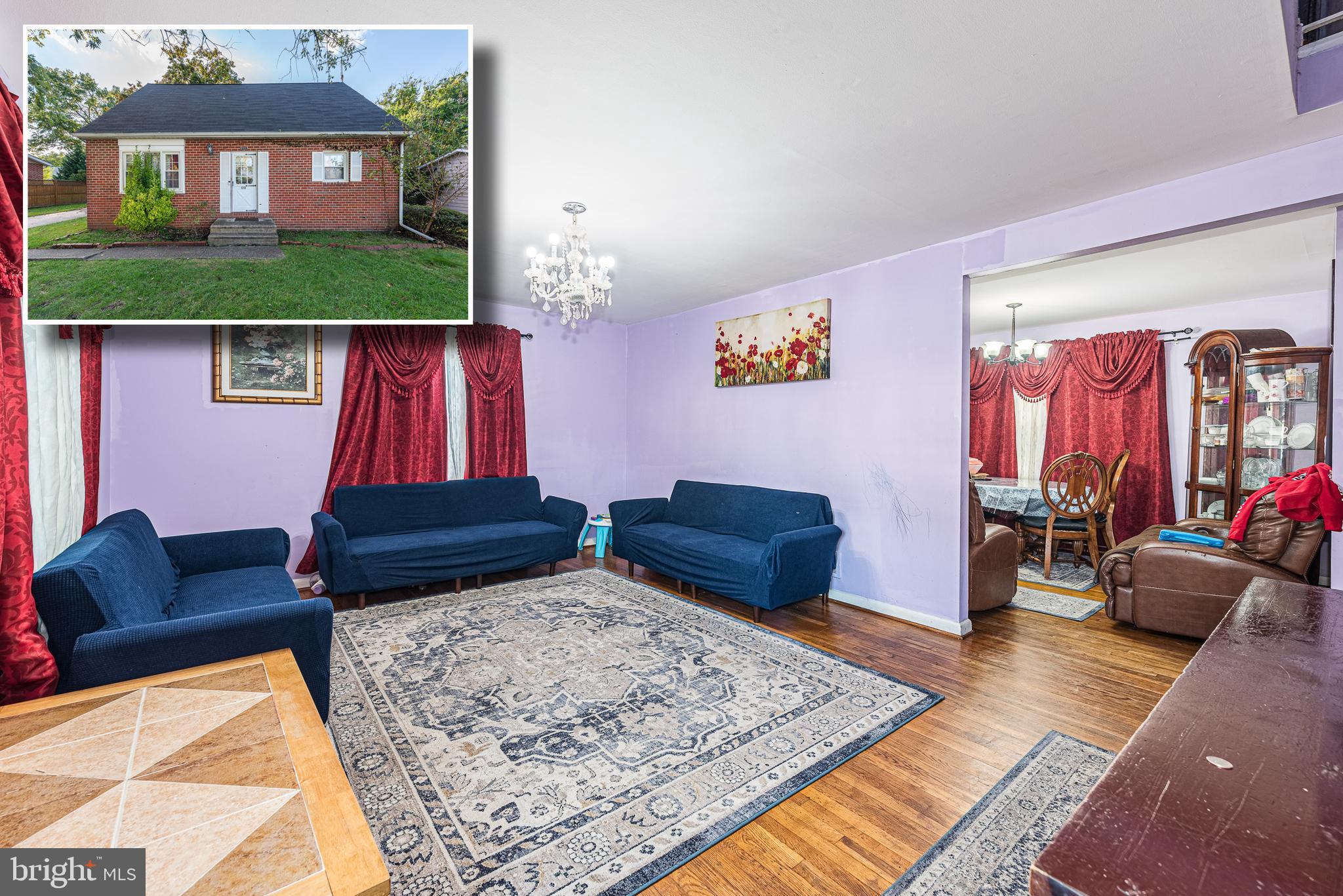 SIMPLY CHARMING CAPE COD WITH OVER 1,800 SQ. FT. OF LIVING SPACE!  Features include gleaming hardwood floors throughout, an inviting living room, separate dining room, 2 main level bedrooms with 1 full bath, upper level with 2 additional bedrooms & 1 full bath, an improved basement that can easily be finished to add more living space, a half bath, and laundry area, a detached garage with a screened in porch, and driveway parking for multiple cars!  Conveniently located close to 695, 70, and tons of restaurants & shopping!  Sold As-Is