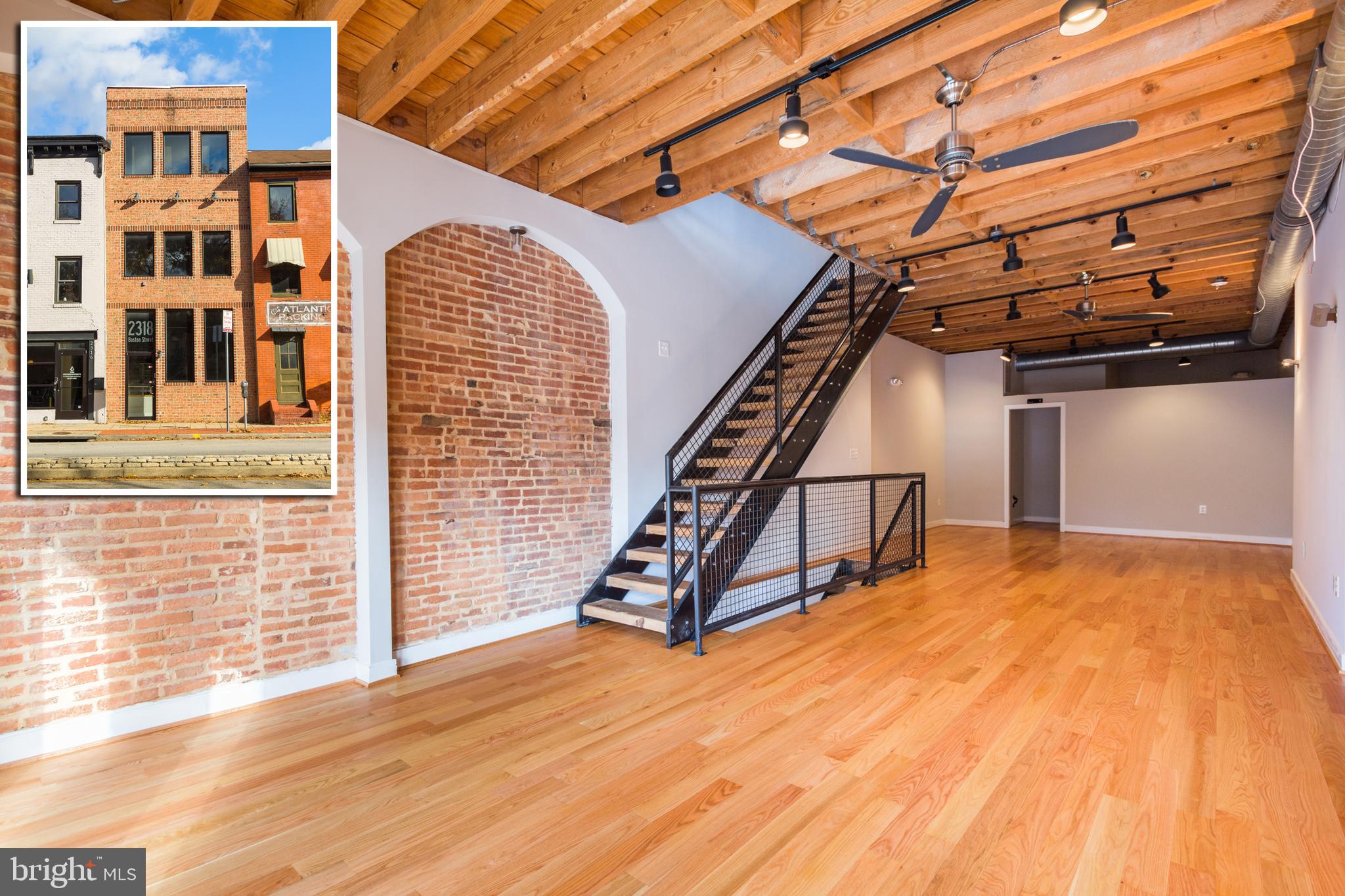 PRIME COMMERCIAL OPPORTUNITY!  APPROXIMATELY 2,300 SQ. FT. OF CONTEMPORARY OFFICE SPACE LOCATED ON HIGHLY TRAVELED BOSTON ST!  Features include hardwood floors, exposed ductwork, tall ceilings w/ exposed beams, 3 levels of open space, open riser staircase, tall windows affording tons of natural light, half baths on first and 2nd level and 3rd level w/ full kitchen and full bath making it possible for a live/work opportunity!  Visibility will not be a problem in this location!  Located in the heart of Canton with tons of daily automotive and foot traffic!