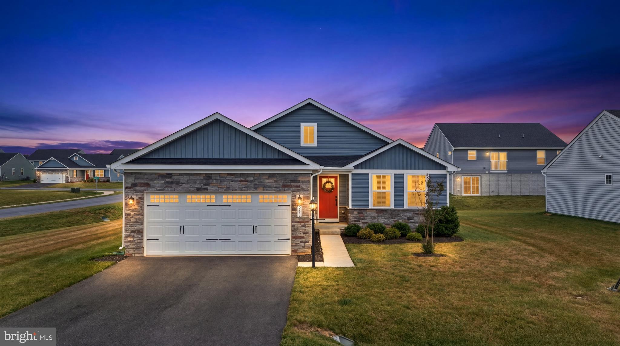 This charming Craftsman-style home, built in 2024, offers a perfect blend of modern comfort and traditional elegance. With thoughtfully designed living space, this residence features 4 spacious bedrooms and 3 full bathrooms, ensuring ample room for relaxation and privacy. Step inside to discover an inviting open floor plan that seamlessly connects the kitchen, dining, and living areas. The heart of the home boasts a stylish kitchen equipped with an island, eating area, pantry and stainless steel appliances, perfect for culinary enthusiasts and casual gatherings alike. Step from the eat-in kitchen area to the rear covered porch and enjoy an evening BBQ or maybe a quiet cup of coffee in the early morning. Enjoy cozy evenings by the fireplace in the living room. The primary suite is a true retreat, featuring a luxurious bathroom with a tub shower and a generous walk-in closet. Additional highlights include a flex space which the current owners use as a beautiful formal dining room for special occasions; maybe you will choose to use the space as an office or den - the choice is yours.  A mostly finished basement with daylight windows, provides a fourth bedroom or a home office and also boasts recreational space a full bath and storage area.  Situated on a premium corner lot in the sought after Cardinal Pointe, just minutes from I81. The attached two-car garage and driveway ensure ample parking for you and your guests. Experience the comfort and charm of this delightful residence, where every detail has been designed with your needs in mind.
