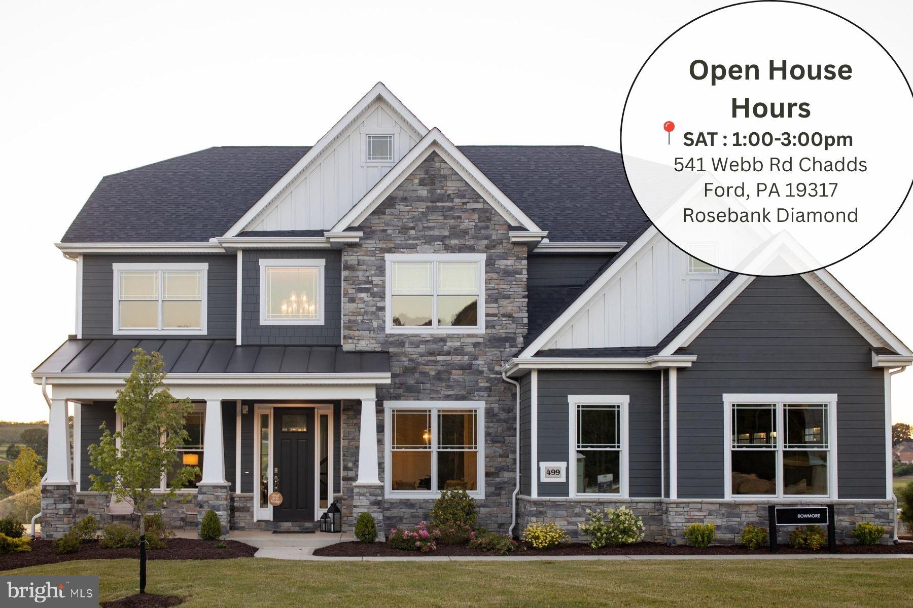 Open House: Visit the Rosebank Diamond at 541 Webb Rd, Chadds Ford, PA 19317, from 1:00 PM – 3:00 PM.
GPS: 541 Webb Rd, Chadds Ford, PA 19317

You’re invited to tour one of our floorplans we’ll be offering at Eddy Homes newest community TIMBER RIDGE..  limited release of just three 3/4-acre estates offering wooded serenity and panoramic views of Chester County’s rolling hills, TIMBER RIDGE offers an exclusive enclave of luxury homesites, thoughtfully designed for those who value space, privacy, and elegance.

Set within the prestigious Downingtown Area School District, families benefit from some of the area’s strongest academic programs, including the state-leading Downingtown STEM Academy.

Discover luxury for every lifestyle with our popular Bowmore floor plan. The kitchen flows into the breakfast area and great room, making this home perfect for entertaining. Enjoy dinners located in the formal dining room, easily accessible from the kitchen or butler’s pantry. Make working from home a dream in your new spacious study located off of the open front foyer. Upstairs you will find the stunning owner’s suite, with a sitting room, luxurious on-suite bath, and dual walk-in closets. Three additional guest bedrooms, two full bathrooms, and a spacious laundry room complete the second floor. Finish the basement and create a one-of-a-kind custom bar, exercise room, or recreation space to enjoy for years to come!
