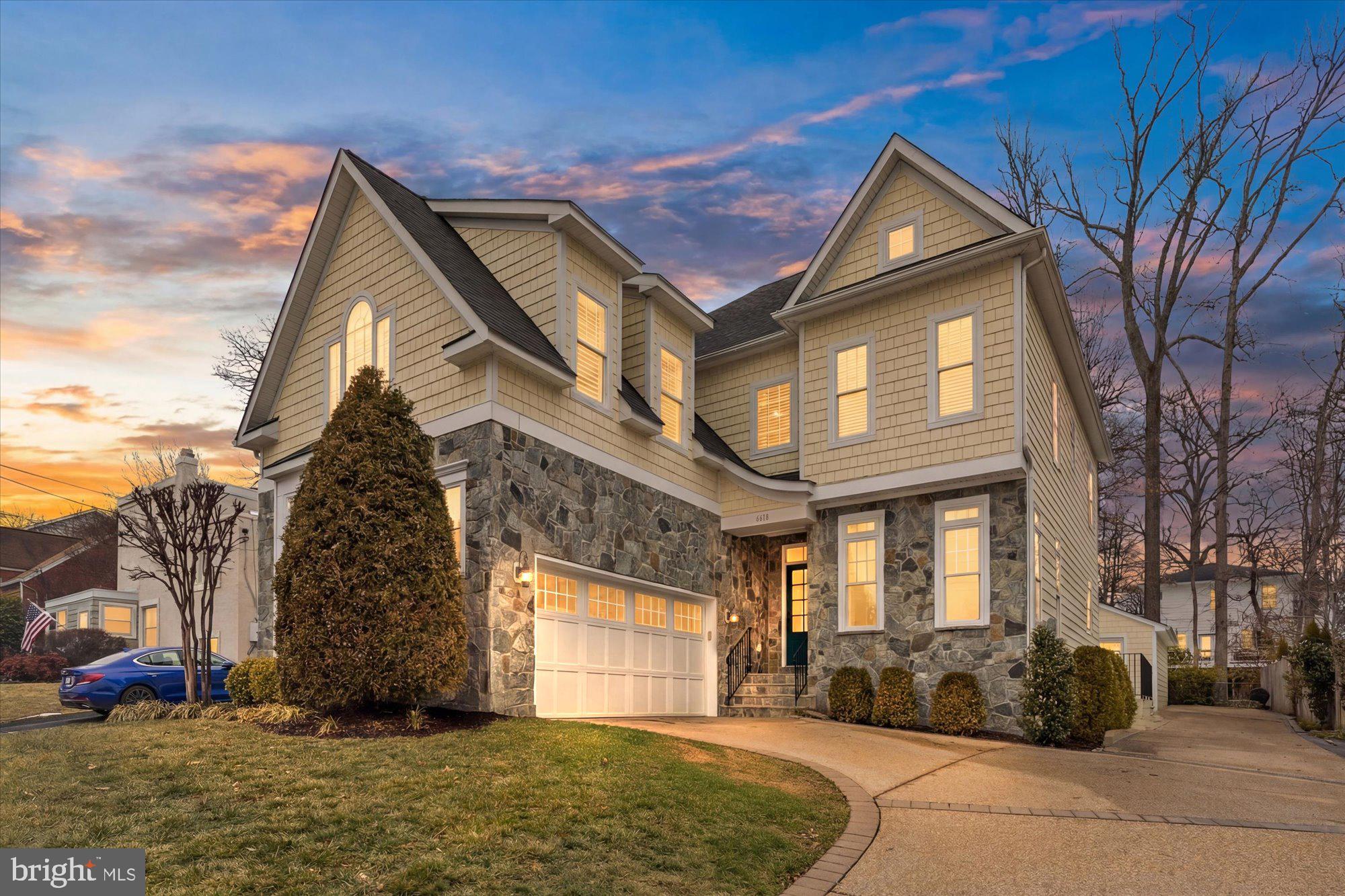 Open House Cancelled***This stunning Craftsman-style home, built in 2016 by respected local builder NDI, showcases 6 bedrooms and 4.5 bathrooms on 3 finished levels with a thoughtfully designed, open-concept layout that feels both spacious and inviting throughout. The home’s centerpiece is a modern gourmet kitchen featuring an expansive island, walk-in pantry, and a striking sky-blue subway tile backsplash. It flows effortlessly into a spacious family room, where a stunning stone, wood-burning fireplace serves as the focal point beneath an elegant coffered ceiling—creating a warm yet refined space. The inviting, separate sunroom overlooks the private paver patio in the backyard—ideal for relaxing or entertaining. Stunning hardwood floors flow throughout the main floor and most of the upper-level rooms. The convenient main-level bedroom with an adjacent full bath provides flexible living options for guests or multigenerational living.  And the elegant, light-filled dining room is the perfect location for meals, family and friends. This level also includes a large cedar closet and direct access to the two-car garage. Upstairs, a beautiful staircase leads to a generous landing and an expansive primary suite retreat. The luxurious en suite bathroom features two walk-in closets with custom built-ins, a soaking tub, dual vanities, and a frameless glass shower. Three additional spacious bedrooms, two full bathrooms and a laundry room complete the upper level. The finished lower level adds exceptional living space, including a large family room with a gas fireplace, a spacious bedroom or office, a full bathroom, and a private sauna. Two oversized storage areas provide ample room for organization. A walk-up entrance from the rec room leads to an additional separate garage with room for an additional car and workspace, plus a gated backyard, offering both convenience and privacy. Unwind on the private backyard patio, complete with LV lighting, a firepit and soothing fountain. Enjoy living inside the beltway with easy access to downtown Falls Church, both East and West Falls Church Metro stops, nearby shopping, beautiful parks, and the W&OD Trail—all just minutes away. Haycock, Longfellow and McLean Schools!