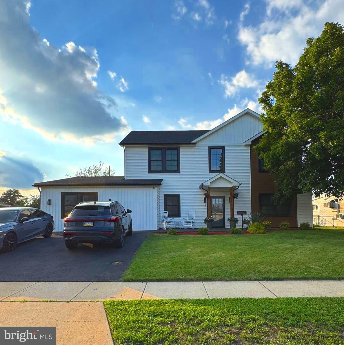 One of the largest homes in Elderberry Section. 57 Evergreen is located in award-winning Pennsbury Schools with low Falls Township taxes. Remarkable property in a highly sought-after school district. 10 ft ceilings. Completely renovated in 2024, expanded and redesigned 6 bedrooms and 4 bath home features high-end upgrades and finishes, new roof, windows, doors, siding, gutters, kitchen, and more! Stainless steel appliances, quartz countertops, and new 48-inch cabinets in the kitchen. New flooring throughout. There is a spacious deck in the rear yard. There is dual zoned Heat and A/C,  and laundry area on the first floor for convenience.