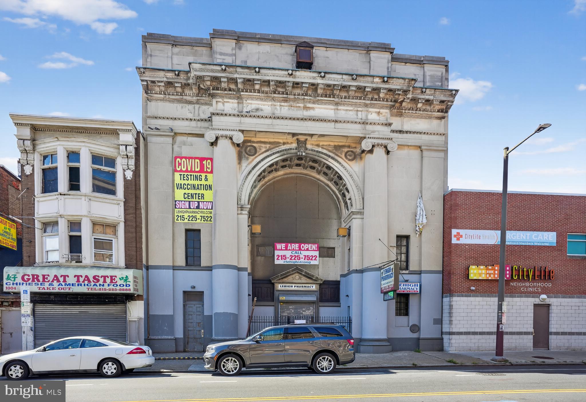 Welcome to 1006-8 Lehigh Ave.  HUGE 5700 sq ft commercial property in a high traffic location !  The building's bank history is tied to the neighboring Philadelphia Savings Fund Society (PSFS).  1006 's original structure was built in approx 1915 and was the location of the Lehigh Branch of PSFS, which opened between 1923-1924. The PSFS branch was designed by prominent architects such as Horace Trumbauer and remained in use for decades.   Property was last used as a large retail pharmacy "Lehigh Pharmacy".  CMX-2 zoning commercial multi-tenant opportunity in an historic former bank building at  intersection of W. Lehigh and Germantown Avenues.  Located close to The Broad Street Line’s North Philadelphia Station, Temple University’s main campus and includes 7 parking spots in parking lot located behind the building.   First floor is built out as an operational pharmacy with a managerial office, storage room, employee break room, changing room, additional retail and pharmaceutical space, welcomed with a grand lobby. Another space houses a doctor’s office with waiting room and a vaccination room. Second floor was a former executive suite with floor-to-ceiling windows and high ceilings. There are three office spaces in the rear of the building.  Building has tons of character boasting on large Greek pillars and beautiful original rich mahogany-colored hardwood and marble-tiled flooring.  Here is your opportunity to own a piece of city history while running your business there.  Opportunity to sublease space to offset operational costs with supplemental income in a location which boats of both high vehicle and foot traffic.   Make your offer today !