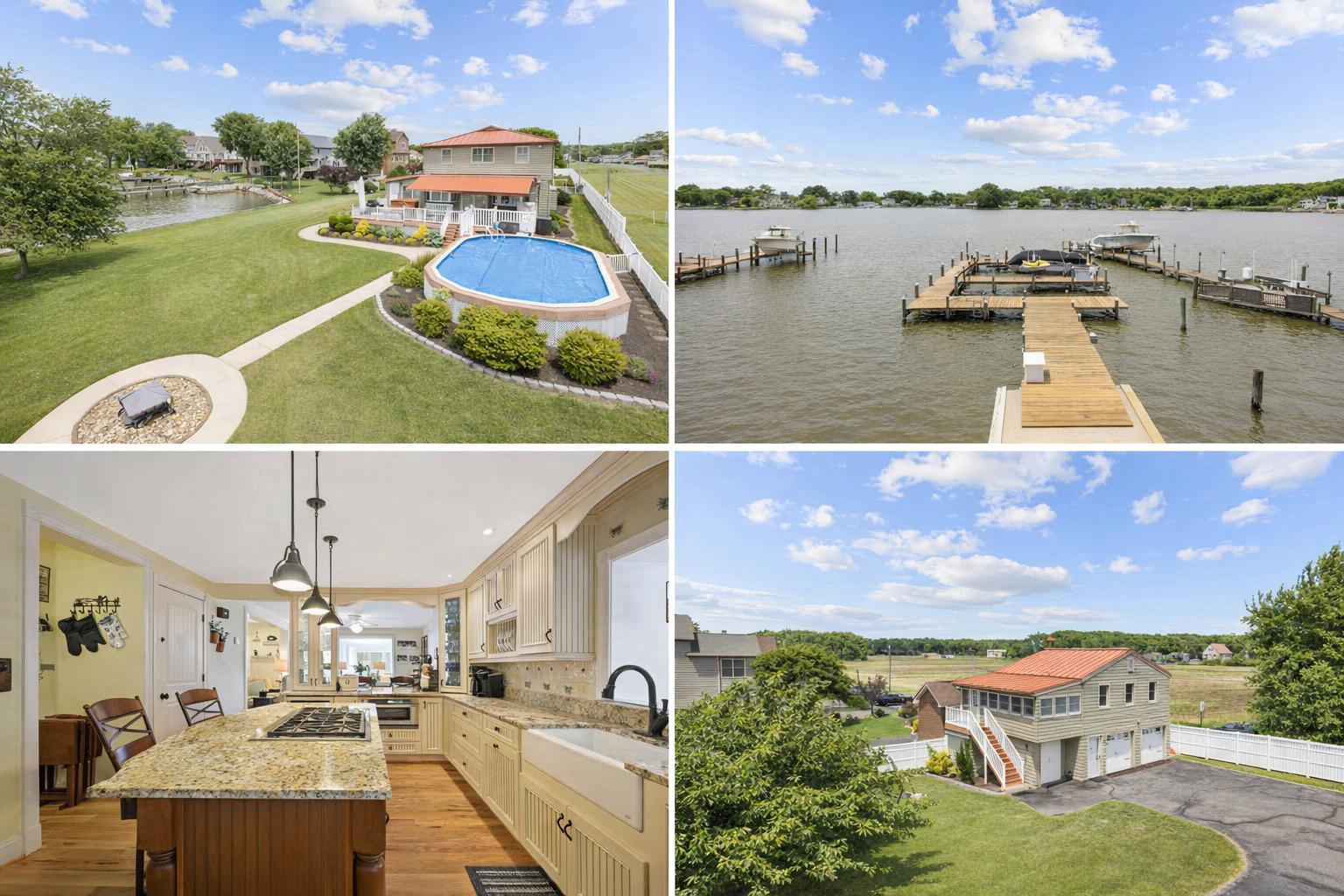 Nestled in the serene enclave of Bowleys Quarters, this exquisite coastal residence offers a luxurious lifestyle defined by elegance and comfort. Originally built in 1949 and completely renovated in 2007, the charming shingle sided main home harmonizes beautifully with its picturesque surroundings, featuring three spacious bedrooms, three custom designed full bathrooms, and a versatile first floor office/bedroom. At the heart of the home, a chef’s dream kitchen boasts custom cabinetry and high end appliances, perfect for elevated entertaining and daily relaxation alike. A gas burning fireplace centers the living room, creating a cozy atmosphere for fall and winter evenings.

The property is uniquely enhanced by a 1,000 square foot detached guest house, providing a complete secondary residence with a full kitchen, living room with waterfront views, two bedrooms, and private laundry. This additional structure also houses a dedicated exercise room/garage and an additional one car garage with ample storage for recreational gear. Outside, the grounds transform into a private oasis, an expansive deck with a pool and hot tub overlooks the tranquil waters of Galloway Creek, just steps away.

For water enthusiasts, this property is a rare gem. With 100 feet of private waterfrontage, the estate includes a massive dock with multi vessel capability: an expansive waterfront setup featuring a 140 foot main pier and three 45 foot finger piers, offering ample dockage for large vessels and guest boats. The site is equipped with an electric hoist and multiple slips accommodating up to three powerboats and two jet skis. A dedicated dock house ensures effortless access to aquatic adventures, while lush landscaping and meandering sidewalks leading to a fire pit or directly to the pier complete the sense of community and retreat. This home is more than a residence; it is a complete waterfront lifestyle designed to elevate every everyday experience.