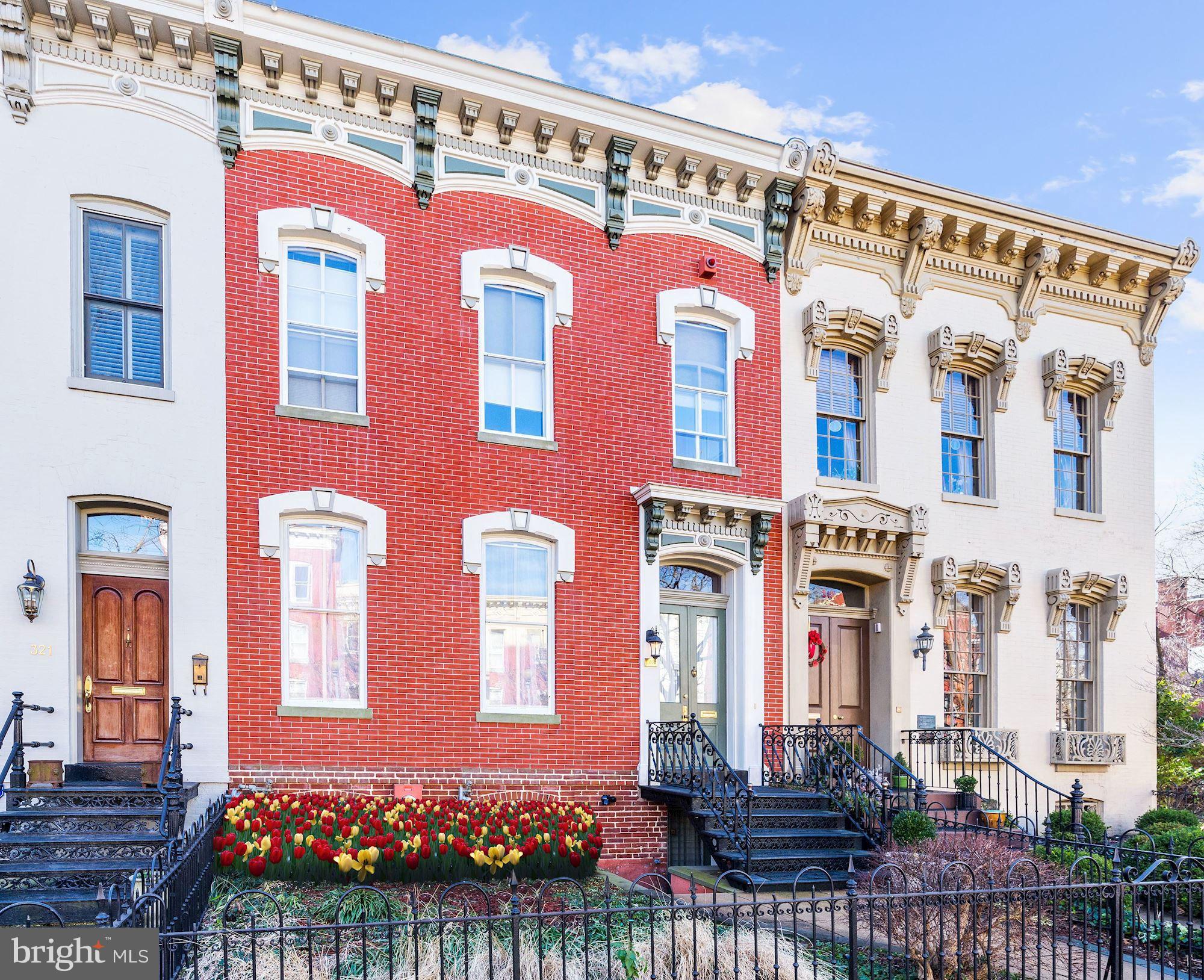 This lovely 22'-wide Italiante 5 BR home is located on one of the premier blocks in Capitol Hill. Situated 2 blks to the U.S. Supreme Court and the Library of Congress, you can walk the same streets that Oliver Wendell Holmes may have walked on his way to work. This almost 4,000 sq ft residence boasts many original architectural details with today's modern conveniences.4-car parking, 11-ft ceilings, heart of pine flooring throughout, plaster moldings, and a breathtaking rear yard with detached 2-car garage +2 add'l off st pkg spaces are just a few of this distinguished home's features. A double parlor with original wood-burning fireplace, separate dining room and upgraded kitchen with Thermador appliances and gas cooking complement the original design. All bedrooms are very spacious and are located on the upper level which is unique. The basement sports a complete laundry room and huge storage area. The electric bill is very low due to the existence of solar panels. Verizon Fios on premises. A short walk to some of DC's best bars and restaurants along Pennsylvania Ave SE & 8th Streets, and a few blocks to Eastern Market and the metro make this home's location a huge bonus! This property will make an excellent home-office.Pets allowed but breed restrictions apply. Groups also welcome. Rent unfurnished for a minimum of 12 months or as long as 4 years. Available as of June 1, 2025.