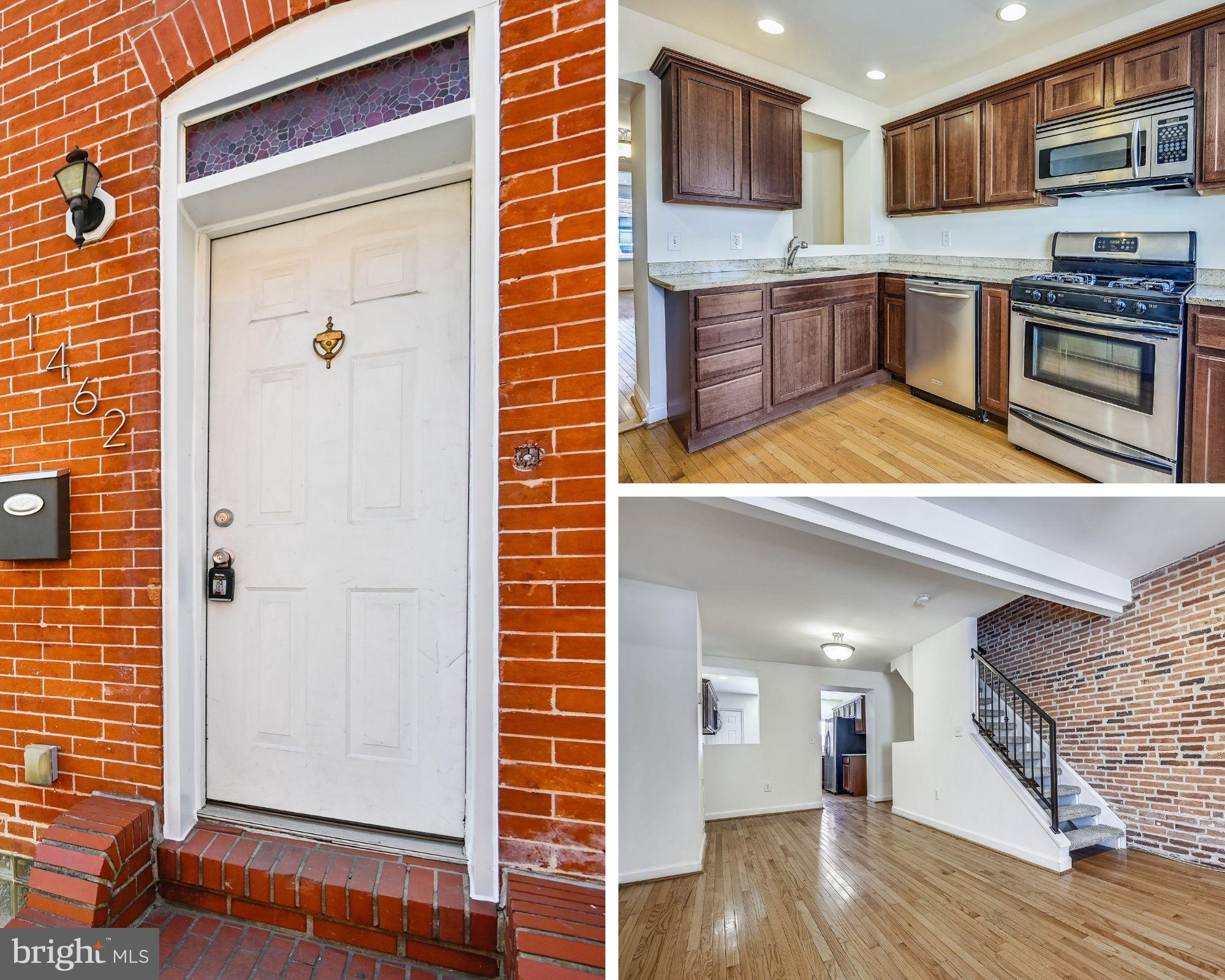 Welcome to 1462 William Street offering over 1700 square feet of finished living space.   Property highlights include 3 bedrooms and 3 bathrooms above grade (perfect for roommates), private patio off of kitchen and large roof-deck with great city views.  Other highlights include hardwoods throughout, exposed brick, stainless steel appliance package, granite counters, true living room/dining room, ceiling fans, recessed lighting, bedroom level washer dryer, ceramic tiling, third floor master suite/bathroom (separate shower and jetted tub), hallway access to roof-deck, great storage and more!  Property has recently been painted, deck/fencing stained and new carpet installed.