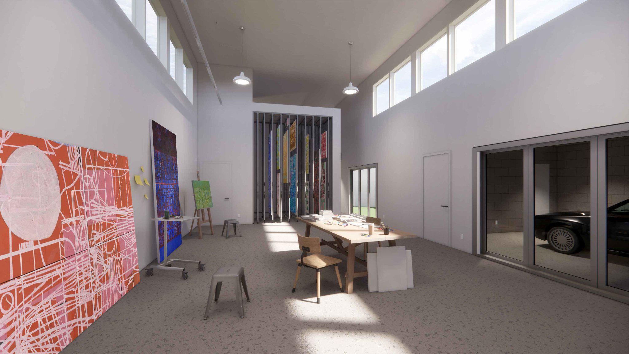 Unique opportunity for a DC-area artist. Own your artist studio. Located in the Brightwood Park neighborhood of NW DC, this artist studio will include a 650-square-foot studio space, showroom, art storage, pantry, 1 and a half baths, lounge, garage, private outdoor area, and sculpture garden. The architecture drawings are complete and ready for building permit submission.