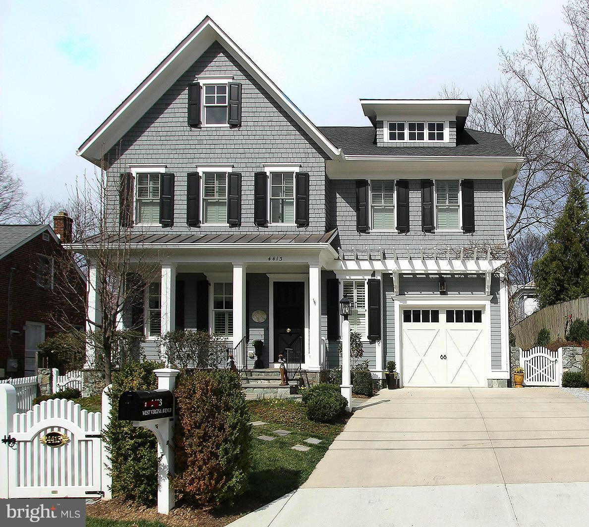 5BR, 4.5BA Craftsman w/ in the heart of Bethesda. Open layout w/Parlor, Study, Sep Dining Rm, gourmet eat-in chef's Kitch w/ SS Apls, granite counters & island & adjoining Fam Rm w/gas FP; custom doors to slate patio & FP outside. Elegant Master Suite w/jetted tub & sep shower. Basement has 5th BR, full bath, craft rm & Media Rm. Custom feats, millwork & built-ins. EstPropTax $16,947.67