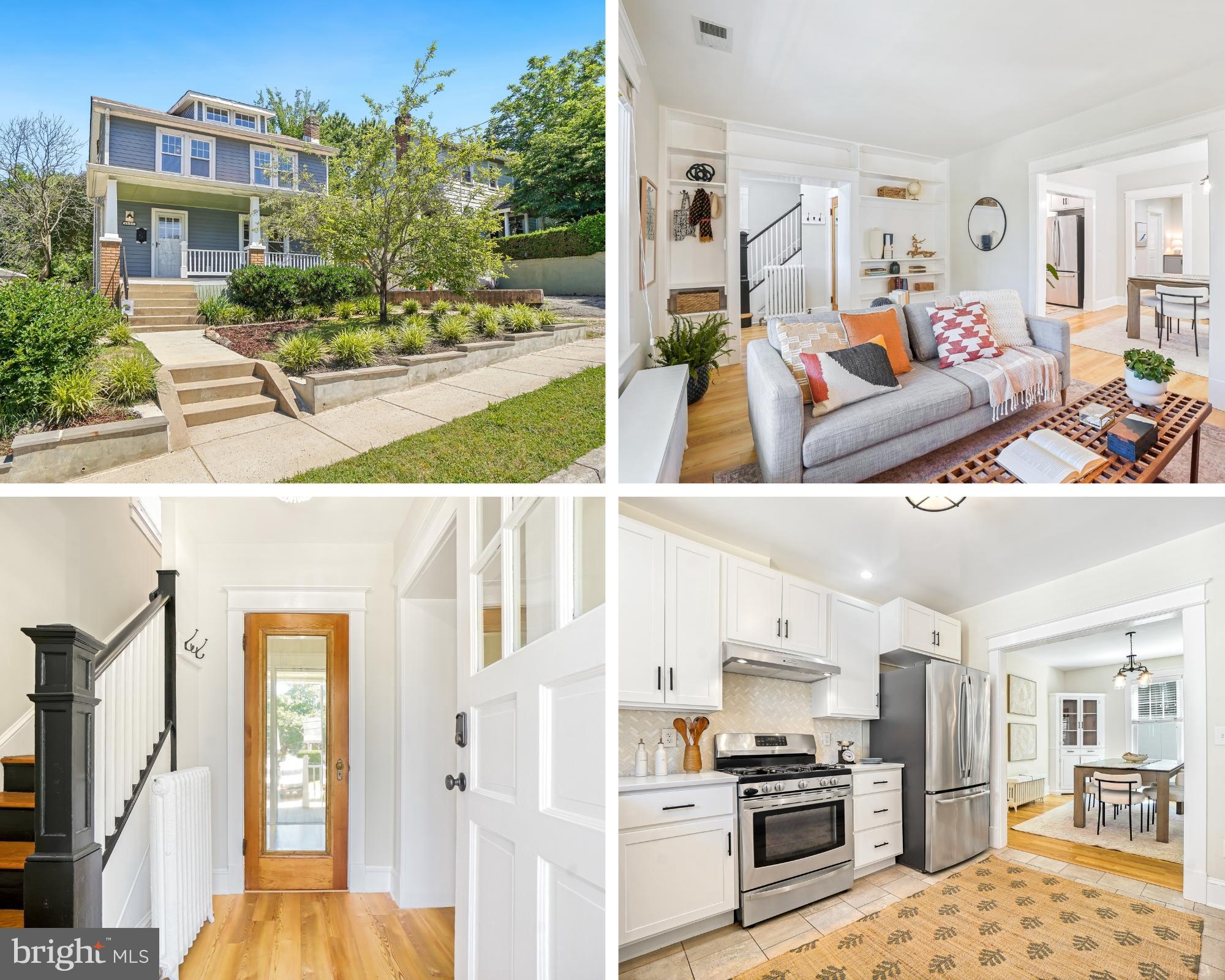 New Listing Open Saturday - Nestled on a tree-lined street in the heart of vibrant Hyattsville, 4008 Ingraham Street blends timeless character, flexible living space, and an exceptional indoor-outdoor lifestyle just moments from the best of the Route 1 corridor. Enjoy easy access to neighborhood favorites including the Arts District Hyattsville, Riverdale Park Station, Whole Foods, Vigilante Coffee, Franklins, local breweries, parks, trails, and community events that make this close-in location such a special place to call home. Just down the block, residents enjoy convenient access to Driskell Community Park featuring a community swimming pool, tennis courts, playgrounds, and outdoor recreation amenities. Commuters will appreciate easy access to Washington, DC, Metro, MARC, and major transportation routes while still enjoying the feel of an established residential neighborhood filled with mature trees and classic architecture.

Classic American Foursquare architecture blends timeless curb appeal with generous proportions, original woodwork, and flexible living spaces rarely found in newer homes. A welcoming wide front porch with porch swing sets the tone for this charming and light-filled home. Inside, original woodwork, trim, built-ins, hardwood floors, and updated luxury vinyl plank flooring create warmth and character throughout. Separate living and dining rooms provide inviting everyday living and entertaining spaces, while the renovated kitchen features quartz stone countertops, stainless steel appliances, abundant light, and excellent flow to the outdoor living areas beyond.

The flexible layout includes four bedrooms and two-and-a-half bathrooms, highlighted by a spacious and versatile main-level suite with en suite bath and walk-in closet that functions beautifully as a primary bedroom, guest suite, family room, or multi-generational living space. Central air conditioning, mini split systems, and classic radiator heat provide year-round comfort and flexibility.

Outdoor spaces are equally impressive with a rear deck overlooking a spacious yard ideal for entertaining, gardening, play, or simply relaxing outdoors. The landscaped front yard includes a mature apple tree, while the large walk-in shed and full-footprint basement with interior and side entrances provide exceptional storage and utility space rarely found at this price point. Off-street parking completes the package.

A rare combination of charm, versatility, outdoor space, storage, and location in one of the region’s most connected and community-oriented neighborhoods.

Open Saturday 1-3PM