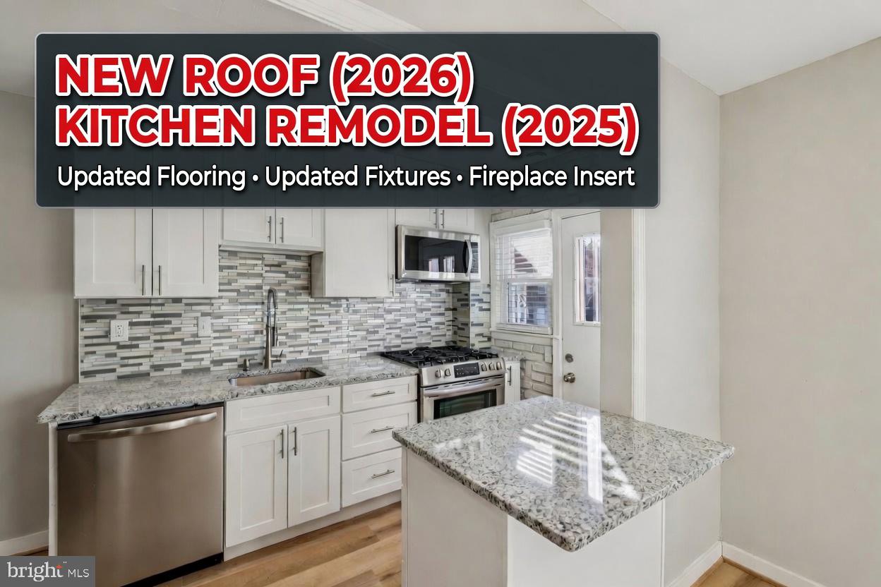 BRAND NEW ROOF (June 2026) AND UPGRADED ELECTRIC (June 2026) -  Fully Renovated 4BR/2BA Brick Rowhome! This updated and upgraded home features a modern kitchen with granite countertops and an island, hardwood floors, and a fully finished basement with a private 4th bedroom and full bath. The rear basement entrance leads to a level, fenced-in backyard—perfect for entertaining. Relax on the covered front porch or enjoy the comfort of central A/C. Quiet neighborhood location with easy access to commuter routes and transit. Water Heater replaced in 2024, HVAC (less than 5 years), Kitchen renovated in 2025, and fireplace insert installed in 2025. Move-in ready and priced to sell!  Select photos for this listing have been virtually staged.