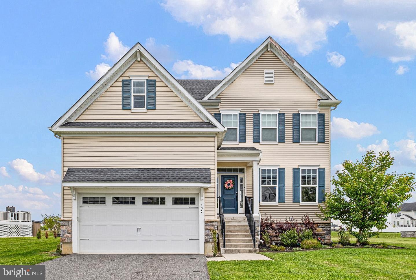 4BR/2.5BA colonial on quiet cul-de-sac in the popular community of Colony at Summit Bridge West. Appoquinimink schools. Open concept design loaded with upgrades including a huge backyard deck that overlooks community open space. Kitchen with quartz counter tops, upgraded cabinets, island, recessed lights, stainless appliances and walk-in pantry. Adjoining breakfast area with door to the deck. Formal Living Room (could be used as an office) and Dining Room. Family Room and Half Bath.  Rich hardwood flooring throughout the main level. Upstairs you will find the Primary Bedroom complete with a large walk-in closet and second large closet, a decorative “tray” ceiling, and an adjoining Primary Bedroom Bath with oversized tiled stall shower and double sink vanity. The other three bedrooms are good sized with large closets. Bedroom #4 has an adjoining Bonus Room. Most bedrooms have ceiling fans. All three share a Hall Bath (double sink vanity). The Laundry Room is also located on this upper level for added convenience (washer & dryer included). The mostly finished Lower Level consists of a Den and an unfinished storage area which includes a rough in for a future full bath. Extra windows including a large escape window bring in a lot of natural light (and makes it safe). This tastefully decorated home is energy efficient and located above the canal for easy access to shopping, major commuting routes, and recreation -  including nearby Lums Pond State Park.