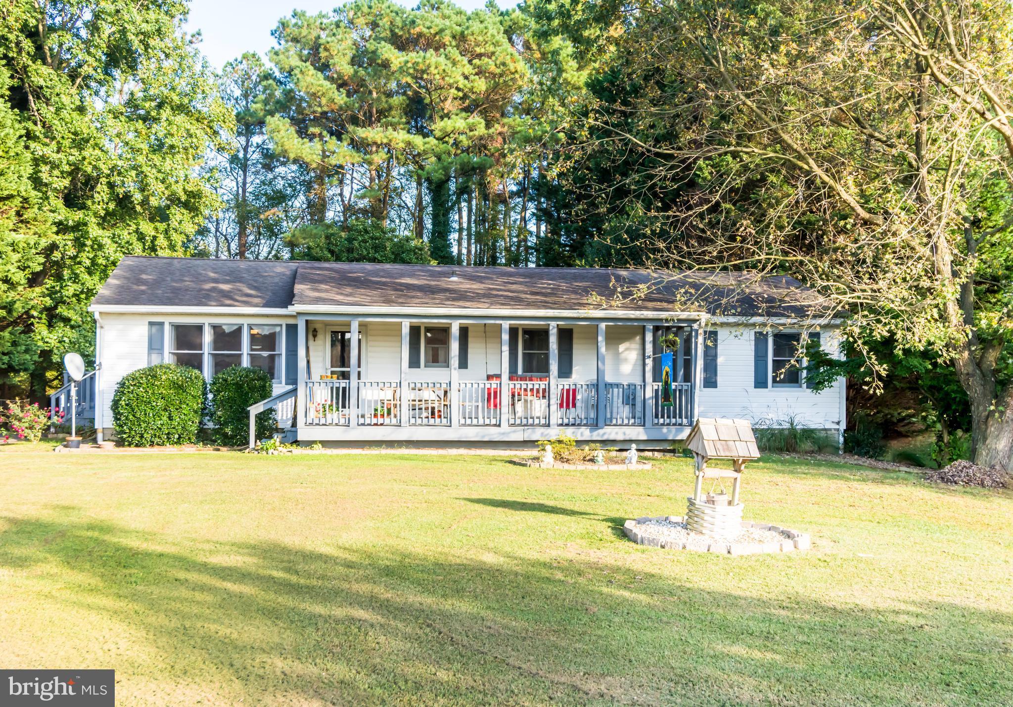 Nice Country Rancher on over 1/2 acre, open living room and kitchen, 3 spacious bedrooms, over-sized laundry room,  large porch overlooking farmland, private fenced backyard with mature trees, hardwood floors, built-in kitchen table, only a few minutes from the Corsica River and to Town.