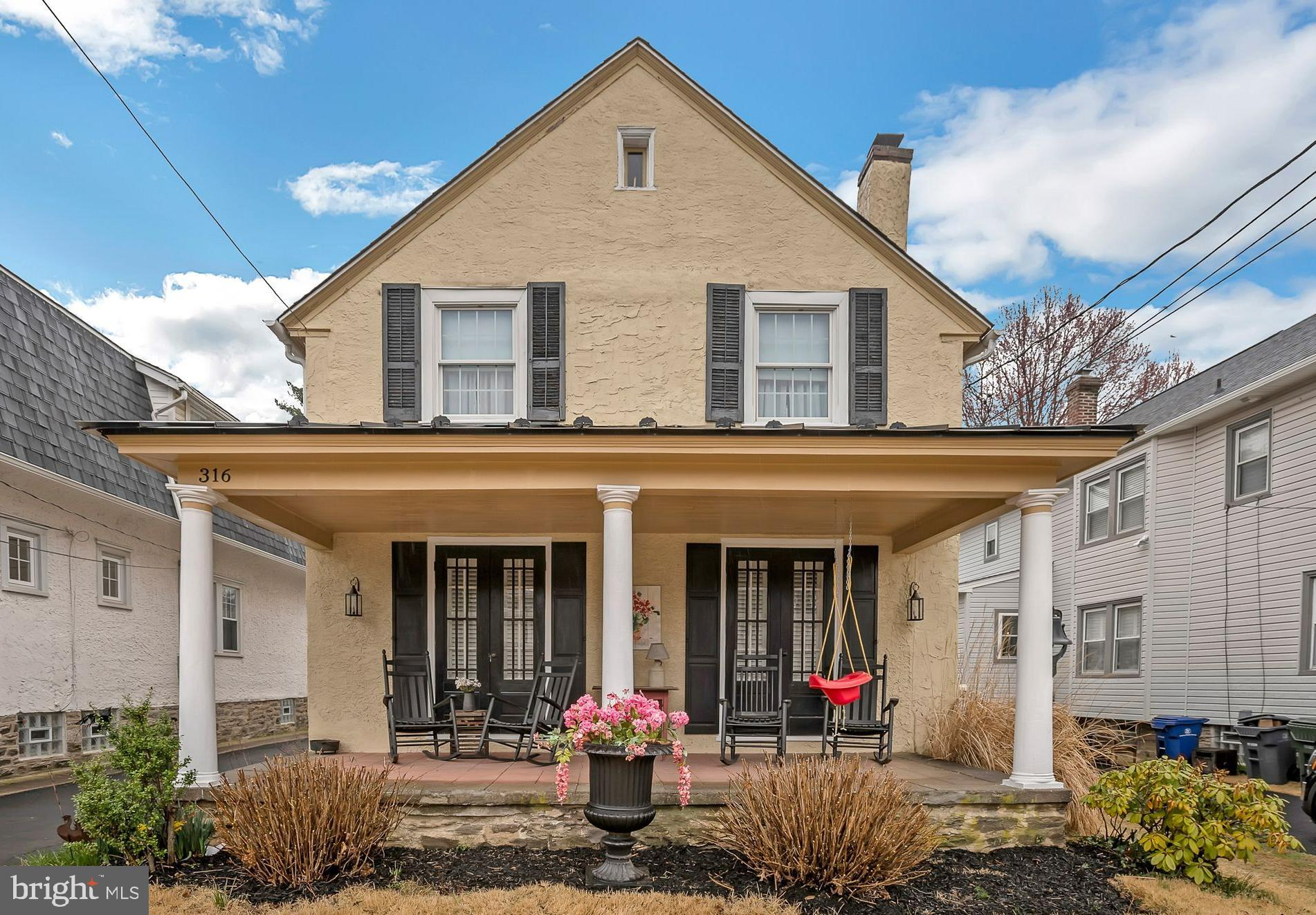 Welcome to this beautifully maintained home, where timeless charm meets modern updates, all in the highly desirable town of Glenside. A beautiful foyer with a coat closet and stunning hardwood floors that flow throughout the main living areas welcomes you . To the right, you'll find the formal living room, which offers an inviting space with double French doors that open to the covered front porch. The porch is perfect for morning coffee or relaxing with your favorite book. A brick fireplace serves as the room's centerpiece, while built-in shelves on either side provide storage and display space. Above the shelves, windows on both sides allow natural light to pour in, creating a warm and airy atmosphere. Adjacent to the living room, the formal dining room shares the same elegant hardwood floors and offers plenty of space to host dinner parties or intimate gatherings. The eat-in kitchen is well-appointed with an abundance of cabinet space and room for a small table for casual dining. The family room is a true highlight of the home—this addition boasts stunning pre-finished engineered hardwood floors, three large windows that fill the space with natural light, and nice space for both relaxing and entertaining. A side door leads to a charming side porch with easy access to the driveway-this is the door your family will use on a daily basis! Upstairs, you’ll find four bedrooms, each equipped with ceiling fans and brand-new carpeting.  The spacious primary bedroom offers a double closet and features an en-suite bathroom with stall shower.  The updated second-floor bathroom features new flooring, a stylish bath/shower with a beautiful tile surround, and a fresh, modern feel. In addition to the bedrooms, there is a full stairway leading to a spacious, floored attic. With a closet and plenty of room for storage, this attic provides a storage space for all your seasonal clothing, holiday decorations, or anything else you need to store. The landing to the full basement has a door to the side yard providing easy access if you are working outdoors and offers additional storage space and potential to be finished. The driveway can easily accommodate 8 cars, offering ample parking for guests or family. The oversized 1 car garage will fit your car but also makes a great workshop. Additionally, there’s a shed for extra storage. The backyard has space for playing ball, a swing set and barbeques so you can host a party for Glenside's annual 4th of July parade! The owners have lovingly maintained this gem and are ready to pass the torch to the next set of buyers. Located in the highly sought-after town of Glenside, this home provides the perfect balance of suburban tranquility and urban convenience. With easy access to the train station and the charming downtown area of Keswick Village, you’ll find everything you need just moments away. Copper Beech Elementary is the icing on the cake! HURRY!