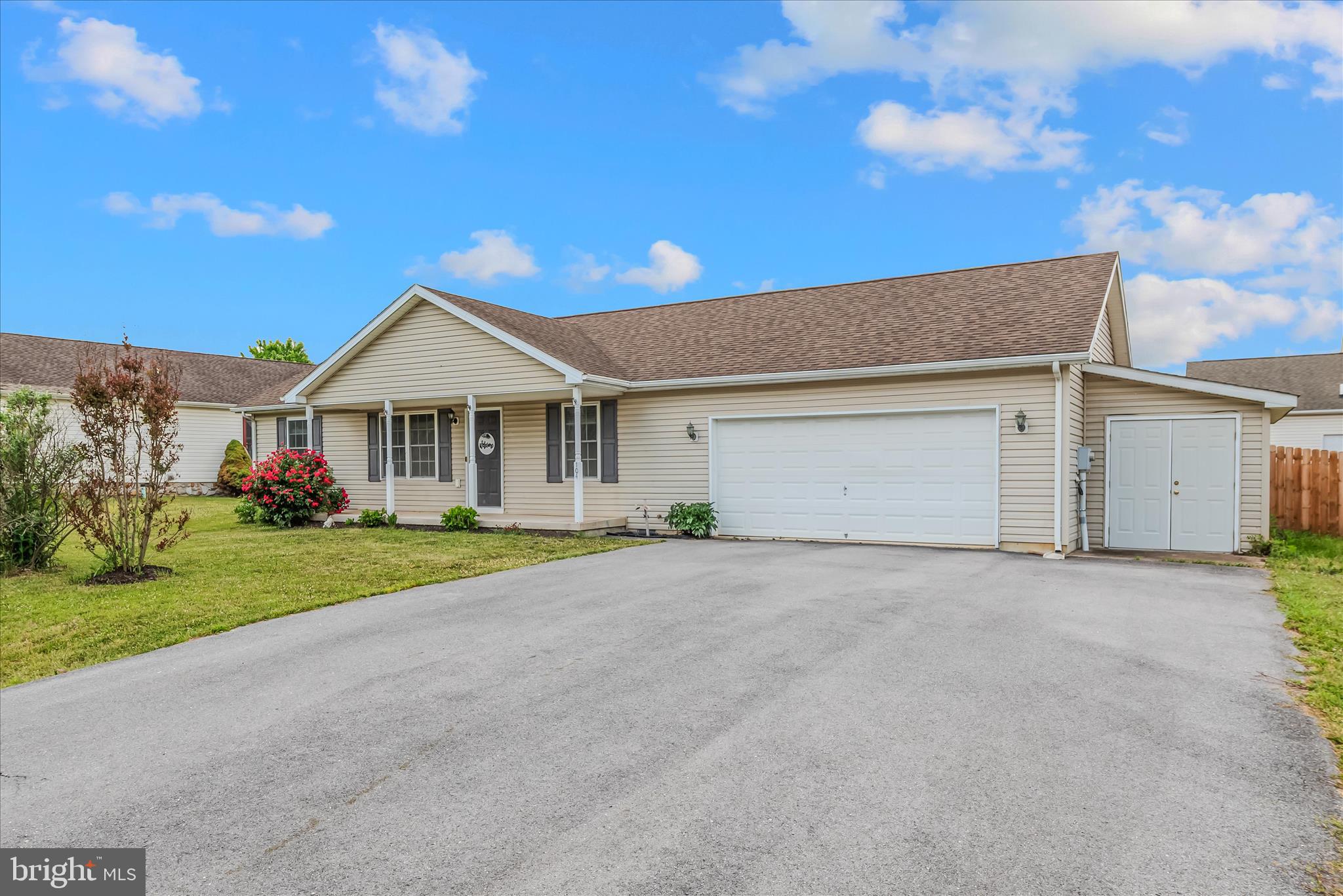 Discover the charm of this beautifully maintained ranch-style home, built in 2012, where comfort meets modern living. With 1,120 sq. ft. of thoughtfully designed space, this residence features three spacious bedrooms and two full bathrooms with. The inviting layout has a blend of plush carpeting and luxury vinyl plank flooring.  A new HVAC, water heater and fence were installed less than a year ago. The heart of the home is always the well-appointed kitchen, and this one is ready for culinary adventures with all the modern conveniences. Enjoy the ease and security of an attached two-car garage with remote and the large driveway for additional parking. Step outside to enjoy the front porch and covered back patio as well as the fully fenced back yard where your whole family can play. This home is not just a place to live; it's a sanctuary where memories are made. Experience the perfect blend of comfort, style, and functionality in a neighborhood that feels like home. Don't miss the opportunity to make this gem your own!