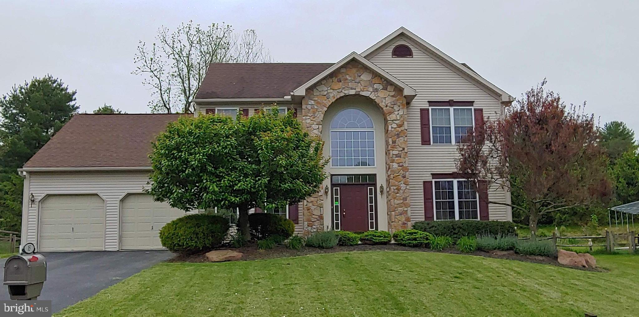 15 Brassie Circle offers easy living in the Flying Hills Community of Southern Berks County. This well maintained executive 2 story home is move-in ready and features sunny 2 story foyer, formal living room & dining room, kitchen with work island, and a spacious pantry. The family room opens to the kitchen and includes a gas fireplace. The second level has 4 spacious bedrooms including a private bath in the main bedroom. The full basement is a great space ready to be finished or perfect for storage. I almost forgot to mention the economical gas heat and hot water. The rear deck overlooks the level yard which backs to the Flying Hill public golf course. Flying Hills includes over 60 acres of open space with biking and jogging trails, ball fields, and playgrounds and is super convenient to shops and major highways, including the PA Turnpike.