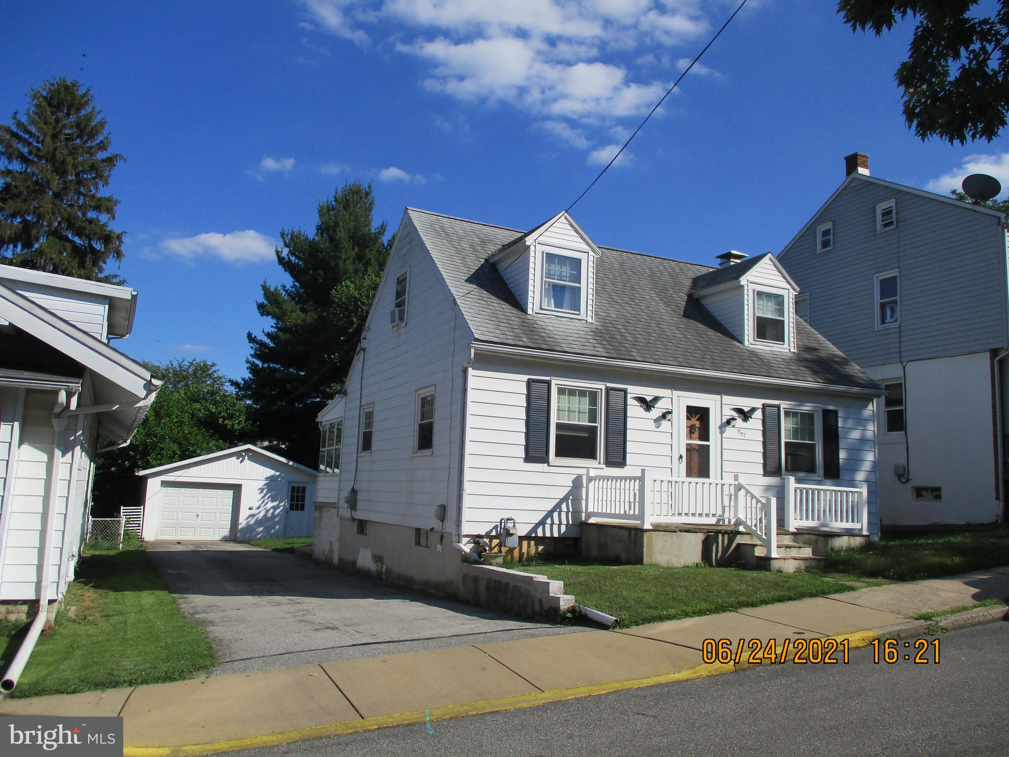 A sweet secret in the city! A detached cape cod and detached garage with a partially fenced rear yard with some great updates near so many great city amenities. The home sits near Farquhar Park, the Aquatic's Center, markets, Rt 30, shopping, restaurants, oh, so much to consider! The first floor has had central air added and replacement windows. The LR has a ceiling fan with hardwood floors under the carpet. Bamboo hardwood graces the dining room with chair rail & can seat 6 - 8 at your table! The kitchen has had an update as well, all appliances stay, portable microwave, frig, D/W,  & electric stove, Yorktown cabinetry, under cabinet lighting and extra outlets for your parties! From the kitchen you can access the yard, garage & sunporch to relax on those cool summer evenings. There is also a 1st floor BR, that was used as a TV room but could be returned to a 3rd sleeping room. The bathroom has had the tub area redone by Bath Fitters, and there is a new toilet and vinyl flooring.  The second floor has just had electric baseboard heat added, and 2 new window A/C units have been installed. The sellers focused on the first floor so this floor will need some help to give you 2 nice additional bedrooms with storage areas.  The lower level is where you will find the washer/dryer, a cold cellar/wine room, the mechanicals(including an oil furnace with a new oil tank, gas water heater), workshop area, steps/Bilco door to the rear yard and a dark room area! The basement has been waterproofed by Mid-Atlantic Waterproofing . Outside you will find a 1 car, over sized garage for parking your vehicle inside, storage or working on all those special projects. The driveway would allow you to park at least 3 additional vehicles off street. The backyard offers you just the right space for picnics, cookouts, relaxing or games. 1 year HMS-Cinch Home Warranty included.  Come take a look!