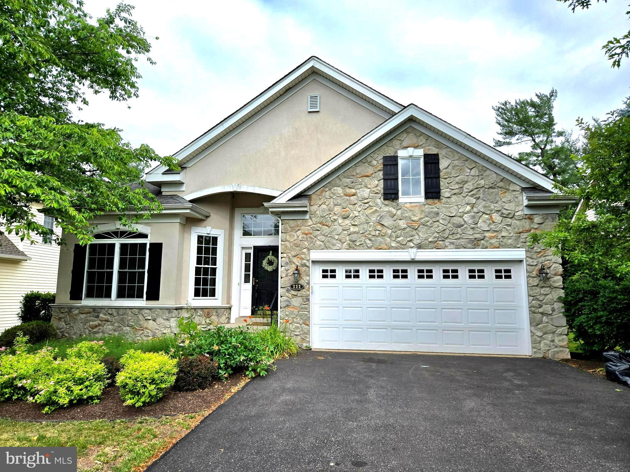 Fox Run Preserve  is the only 55+ community in the New Hope area. The  location provides easy  access to New Jersey, New Hope  and ½ mile to public transportation to NYC. The Deluca built home has over 2000 Square Feet of living space on one level. Recently refinished oak  hardwood flooring is found  throughout all rooms except baths and the tile floored kitchen. Upon entering , the  foyer opens to the combination living room and dining room with tray ceiling, front and side windows , and a generous coat closet. Beyond is the eat in kitchen, with natural gas range,  dining area  and   bar counter open to the  spacious  family room with gas fireplace, tray ceiling, ceiling fan and direct access to the  deck and rear yard.   Afternoon sun  floods  the family room and covered deck with  shade awning  installed  just beyond the deck. The two car garage opens into the laundry/mud room and hall, with convenient access to the  eat in kitchen , full bath and 2nd bedroom. The large primary bedroom is in the rear of the home with 2 amazing walk in closets, a full tile bath with two sinks, a jetted tub , step in shower and separate water closet. A  full basement provides  a blank slate for refinishing  with  some pre-plumbing for bath.  A one year home warranty is included and provided by the seller.
This active adult community is private and provides plenty of areas to walk and enjoy without any through traffic.