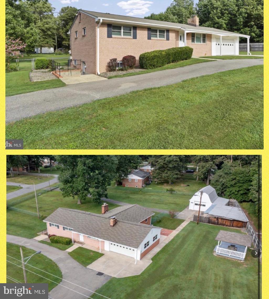 Looking for a home with  land in Waldorf? Look no further!! Extremely well maintained all brick rambler on almost an acre of land! This home has 5 bedrooms and 4 full bathrooms. The entire home has been painted and the hardwood floors have been sanded and refinished. There is a wood fireplace in both the living room and the family room. The two heat pumps, water heater and furnace are under annual maintenance contracts and get serviced every year! The house sits on almost an acre of land and is fully fenced in. There are 2 driveway entrances with an electric gate at the entrance to one of the driveways. A large freshly painted gazebo sits on the side of the home with a large cinder block 2 story barn and lean-to on the back of the property for all your storage needs - whether it is cars, boats or other items. For extra lighting, 5 spot lights surround the home. The majority of the basement is finished and has a full bathroom and a cedar closet. 2 sump pumps are installed with 1 battery back-up. The crawl space is in excellent condition and is conditioned with a dehumidifier and lighting. There is also a water purifier and a water softener installed in 2021 and 2022. This home has a country feel but also is a great location for commuting to Andrews, DC and beyond. With its proximity to Waldorf, you are only minutes from everything!!