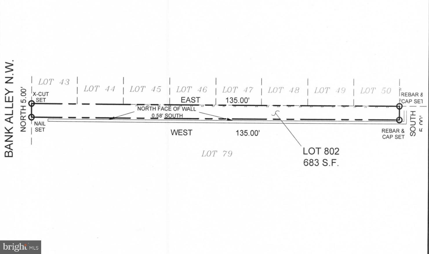 Please refer to the boundary survey for detailed information about the lot. The lot is situated directly behind the fence of 8 homes.
<br><br>
It measures 135 feet long to the East and 5 feet wide to the North.
<br><br>
There is an opportunity for you to obtain easements from the owners of the other 7 homes to utilize the space for storage purposes. Other potential opportunities could include storing bicycles or installing vending machines.