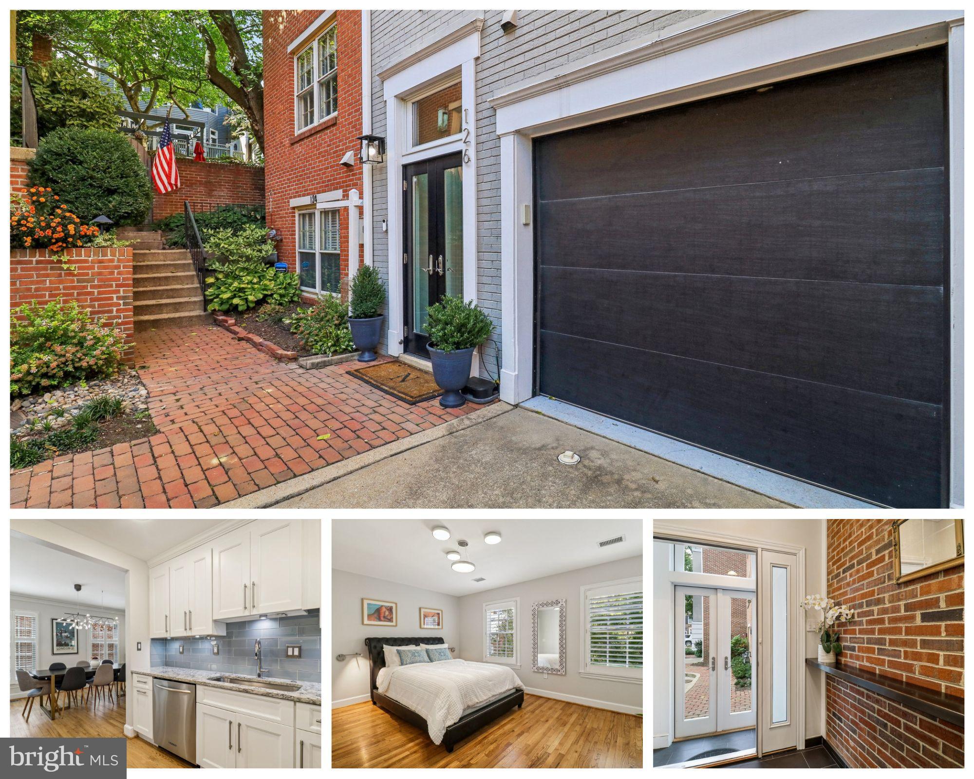 ***Open House Canceled. *** Experience exceptional value in the heart of Old Town Alexandria with this beautifully updated four-level townhouse, priced below market value. Perfectly situated off the main roads for enhanced privacy, yet only moments from the vibrant waterfront, shops, restaurants, and parks, this home offers the best of both worlds: a peaceful retreat within easy reach of everything Old Town has to offer.

One of the standout features of this townhouse is its exceptional parking setup—rare in Old Town. The home includes a private attached garage, a private driveway, and three guest parking spots, ensuring ample parking for residents and visitors alike. With a low annual HOA fee of just $600, you’ll enjoy affordability and convenience in one of the most desirable neighborhoods.

Inside, stylish modern updates and timeless charm blend seamlessly throughout the home. The entry level welcomes you with custom Jeld-Wen French doors and a Pella front door. The foyer's exposed brick, custom shelving, and ceramic tile flooring set a sophisticated tone. A LeDeun wall sculpture on this floor adds a designer touch, and the level also includes a convenient powder room. The living room features one of three wood-burning fireplaces, with sliding Pella doors that open to a private brick terrace—perfect for outdoor relaxation.

The main living spaces on the second floor are designed for both everyday living and entertaining. The fully renovated gourmet kitchen features high-end stainless steel appliances, granite countertops, and custom cabinetry, leading into a spacious dining room that is illuminated by a striking Moooi chandelier, with plantation shutters and a custom-built floating sideboard adding to the elegance of the space. The adjacent family room includes a minimalist wood-burning fireplace with a redesigned surround and mantle, built-ins, and sliding glass doors leading to a Juliet balcony—offering serene views of the surroundings. Refinished original oak floors and designer lighting, including recessed lights, elevate these spaces further.

On the third floor, the primary suite is a true retreat, featuring its own fireplace, three large closets, and a luxurious en-suite bathroom. The renovated bathroom boasts a floating double vanity, frameless glass shower with designer tile, Graff fixtures, and an integrated LED vanity mirror. An additional full bathroom on this level offers modern amenities for guests or family, maintaining the home’s luxurious standards.

The fourth floor offers even more versatility, with a third bedroom, full bathroom, and a laundry area—making it ideal for guests, a home office, or a cozy family room. The flexibility of this space ensures it can easily be adapted to your needs.

Beyond its stunning interior, this townhouse has undergone several key updates for long-term peace of mind. The roof has been resealed with marine-grade paint ($10k), ensuring durability against the elements. The trim around the dormer has been replaced with Trex material ($5k) for added longevity, and the AC coil and Freon have been recently replaced ($10k). Additionally, a comprehensive home warranty covers all appliances, plumbing, and electrical systems (excluding drywall and ductwork), offering further assurance.

Storage is plentiful, with deep shelf storage in the garage and ample closet space throughout the home.

This prime location, combined with thoughtful updates, modern conveniences, unbeatable parking, and a low HOA fee, makes this townhouse truly stand out in the Old Town market. Enjoy the historic charm and contemporary luxury of Old Town Alexandria with the convenience of nearby amenities and easy access to major routes. Schedule your private tour today to explore all that this stunning home has to offer!
