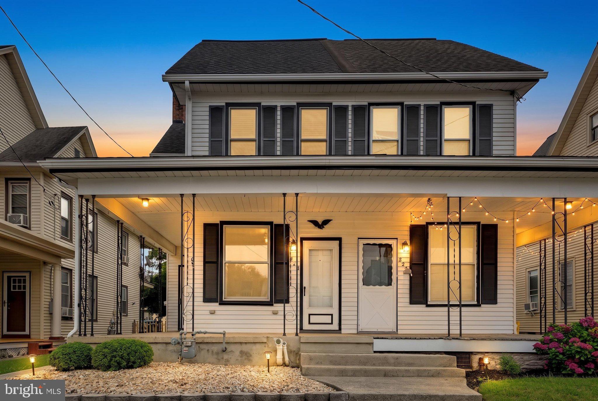 This specious, well maintained, affordable charmer, with only two owners is an absolute delight!   Enjoy beautiful weather on the front porch or on the rear patio. Home boasts newer windows, gas HVAC with service 2x a year, tankless hot water heater, roof installed 2015.  The front room currently being used as an Office, Family Room and Sun Room with mini-split, allows for multiple spaces to work or retreat.  The beautiful eat-in Kitchen with tile backsplash and coffee bar has tons of storage and space to gather.  The first floor Laundry Room with half bath has a hidden pocket door and can easily serve as a Pantry / Mud Room -- it even has a convenient laundry shoot from the upstairs.  There are 3 spacious Bedrooms and a finished Attic space that can be used as a Bedroom, craft space or Study.  The Rear fenced in Yard has a cement patio with retractable awning, shed & separate standing garden shed.  Detached 1 car garage has new utility door and has off-street driveway for parking.
