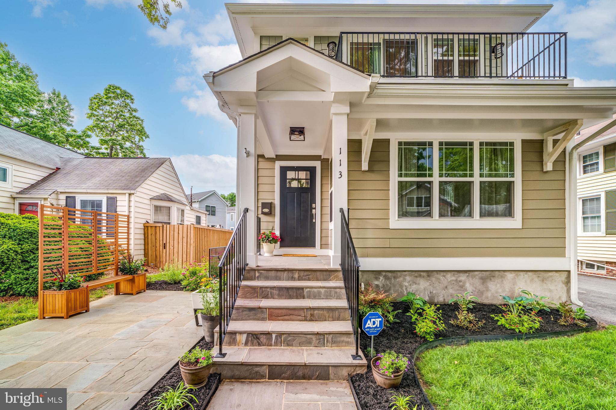 Stunning home in sought-after Rosemont! Rebuilt from the ground up in 2019, this meticulously maintained craftsman is ready for you to move in. The new slate front patio leads you into the light-filled entryway. The main level office is the perfect work-from-home space. Gorgeous kitchen with soft-close cabinetry, waterfall island with seating for four, high-end Viking appliances and luxury quartz countertops. Open living room with cozy gas fireplace, 10' ceilings and abundant light. Adjacent dining area easily seats eight with room to expand. French doors lead to the fenced-in backyard with a large deck and brand new storage shed. Upstairs features three spacious bedrooms, two full baths, and a laundry room with built-in cabinetry. Primary bedroom features a walk-in closet and a spa-like ensuite bathroom with double vanity and floor-to-ceiling quartz tile in the shower. Enjoy your morning coffee on the attached balcony! Fully finished basement with built-in entryway storage and luxury vinyl plank throughout. A full bathroom, large bedroom and kitchen area make this the ideal guest space or au pair suite. Tons of entertainment space! French drain, sump pumps, upgraded gutters, and backflow preventer keep the basement dry and safe. Immaculate hardwood floors throughout the top two levels and recessed lighting in all rooms. Premium location - just blocks from all the shops and restaurants in Del Ray, including Lena's, Junction Bakery, Grape & Bean, and many others, as well as the Braddock Metro! Minutes to DC, Old Town, the Pentagon and everything you could possibly want! See this incredible home while you can!