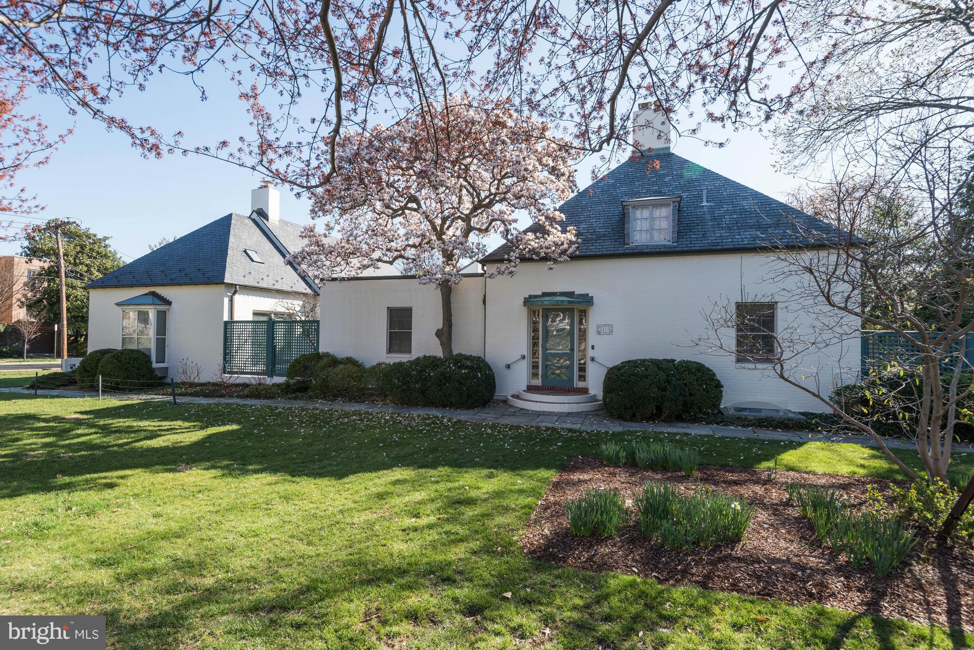 A special charming oasis steps from Wisconsin Ave. Orig. 1940 house designed by Waldron Faulkner; glass gallery connects ADA-accessible addition (1992) designed by Win Faulkner. Great room offers living + dining spaces, soaring ceilings. Library could be wheelchair accessible BR/BA. Delightful lvl garden, terraces + loggia. Flex. floor plan. SELLER RESERVES RIGHT TO ACC/REJ ANY OFFER. Appt only!