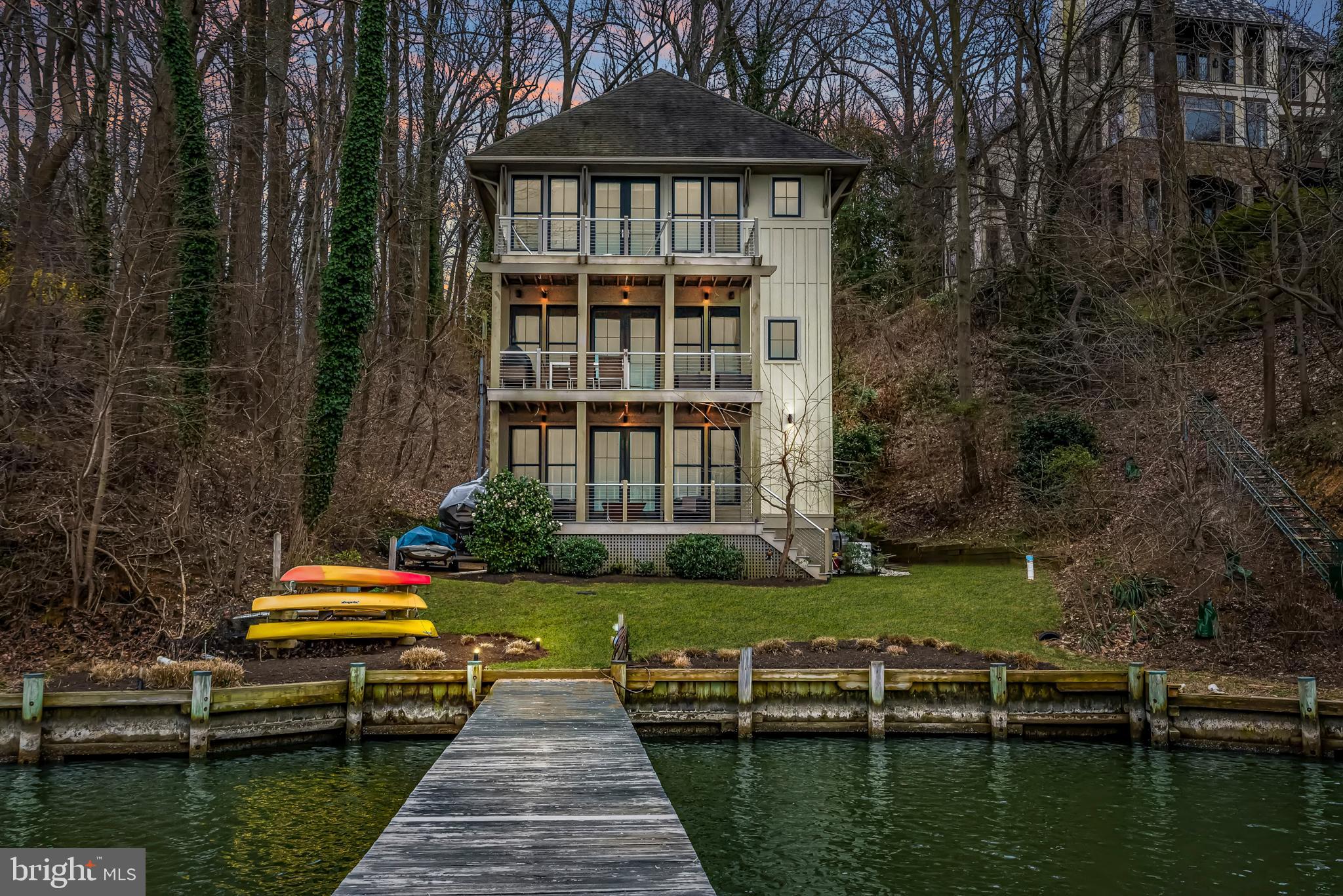 Want a great view of the Severn River...this is it!  This custom Arts and Crafts style home is ultra low maintenance and highly energy efficient. Three levels, floor to ceiling windows, open floor plan and high ceilings allow for panoramic water views of the river.  10' ceilings on all floors, Hardiplank board and batten exterior, multiple decks constructed of cedar beams and Correct Dex composite (no maintenance flooring). This waterfront home is located in a secluded neighborhood of beautiful homes, minutes from downtown Annapolis, Rt 50 and General's Hwy....convenient location for commuting. This low maintenance home has sophisticated details throughout and stunning views of the Severn River.