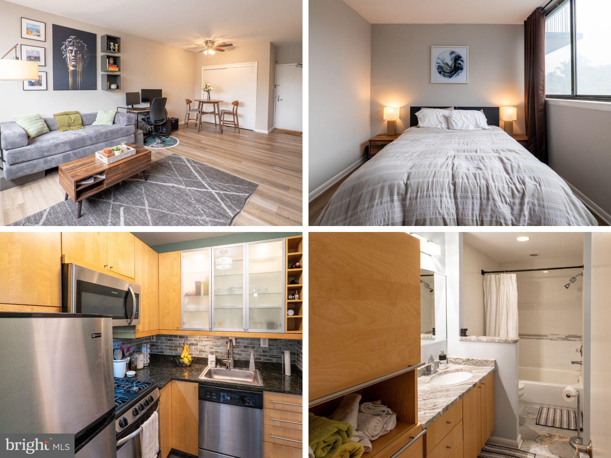Step into this beautifully renovated and fully furnished 1-bedroom, 1-bathroom condo in a prime location within Arlington. Upon entering, you'll be welcomed by a bright, open-concept living space adorned with fresh paint and contemporary finishes.   The living area is thoughtfully furnished, creating an inviting atmosphere for relaxation and productivity. The fully equipped kitchen features stainless steel appliances and modern cabinetry provide both functionality and aesthetic appeal. The bedroom serves as a tranquil retreat, complete with a bed frame, nightstands, and ample closet space.   This condo is situated in a peaceful neighborhood, with easy access to Ballston, public transportation (Ballston Metro), dining, shopping, entertainment, and fitness options, making commuting to DC and Northern Virginia a breeze.    Parking AND all utilities (water, electricity, gas, and trash collection) are included in the monthly rent, with the tenant responsible only for internet service. Assigned parking is included within rent. Experience hassle-free living in this Arlington gem—just bring your personal belongings and make yourself at home.