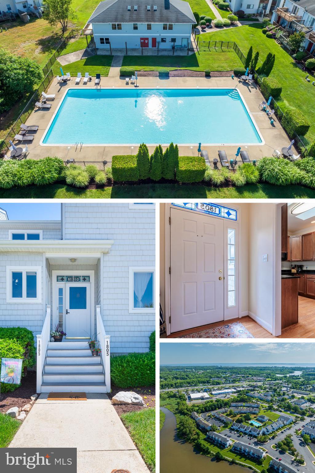 Professional pictures coming soon! WATERVIEWS & SUNSETS!!! This 3 bedroom, 3 bath townhouse has tons of space and almost 2000 square feet and the pool is right outside your back door!  Updated kitchen with granite counters and stainless appliances opens to dining room and family room with wood burning fireplace.  Hardwood floors throughout the first floor.  Bedroom and full bath on the main floor and 2 more bedrooms and 2 full baths upstairs as well.  The primary bedroom offers double closets and french doors to private balcony overlooking the community pool and clubhouse.  The primary bath features  a double vanity, corner soaking tub and walk in shower.  Great location with close proximity to shopping, restaurants, boat ramp, and Route 50.  Newly installed attic space with pull down stairs adds 112 sqft of storage space, freshly painted, and new lighting! Heat pump and air handler have a Trane warranty until December of 2028!  This one won't last long!!  Bring your offers!