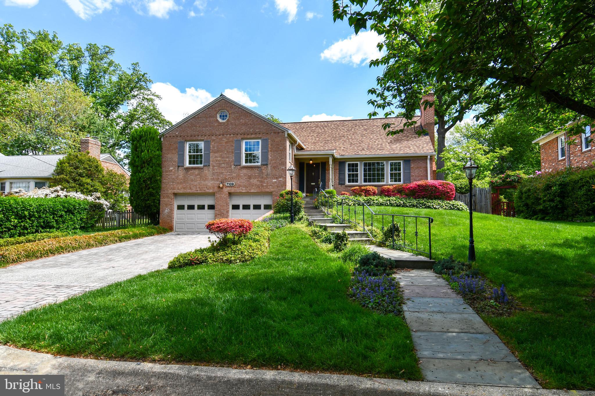 Must See! 5-level split-level home w/ 6 bedrooms and 4 full bathrooms totaling 3,130 sq ft in sought-after Kenwood Park community! Meticulously landscaped front and back. In-ground heated pool and herringbone brick patio surrounded by fence and trees for privacy. Freshly painted throughout. The main level living room has a wood burning fireplace! Dining room has a new chandelier and door access to the kitchen. Kitchen has double oven, granite countertops, built-in table and door access to sunroom. Upper level 1 has refinished wood floors; primary en-suite w/ new lighted ceiling fan, walk-in organized closet and door access to private bathroom; 2 additional spacious bedrooms; and an updated hallway bathroom. Upper level 2 has 2nd en-suite w/ new carpet, walk-in closet, door access to attic storage, and door access to a private bathroom with a stall shower. Lower level 1 has new LVP flooring, wood-burning fireplace, built-in bookshelves and door access to the exterior rear patio. Lower level 2 has LVP flooring throughout, 2 additional bedrooms or office, laundry room, walk-in storage closet, 4th bathroom w/ stall shower, and door access to exterior rear stairs to rear yard. Ample 2-car garage, underground sprinkler system, and whole-house generator on auto-transfer switch! New roof in 2023. Excellent schools, close to shops, restaurants and DC.