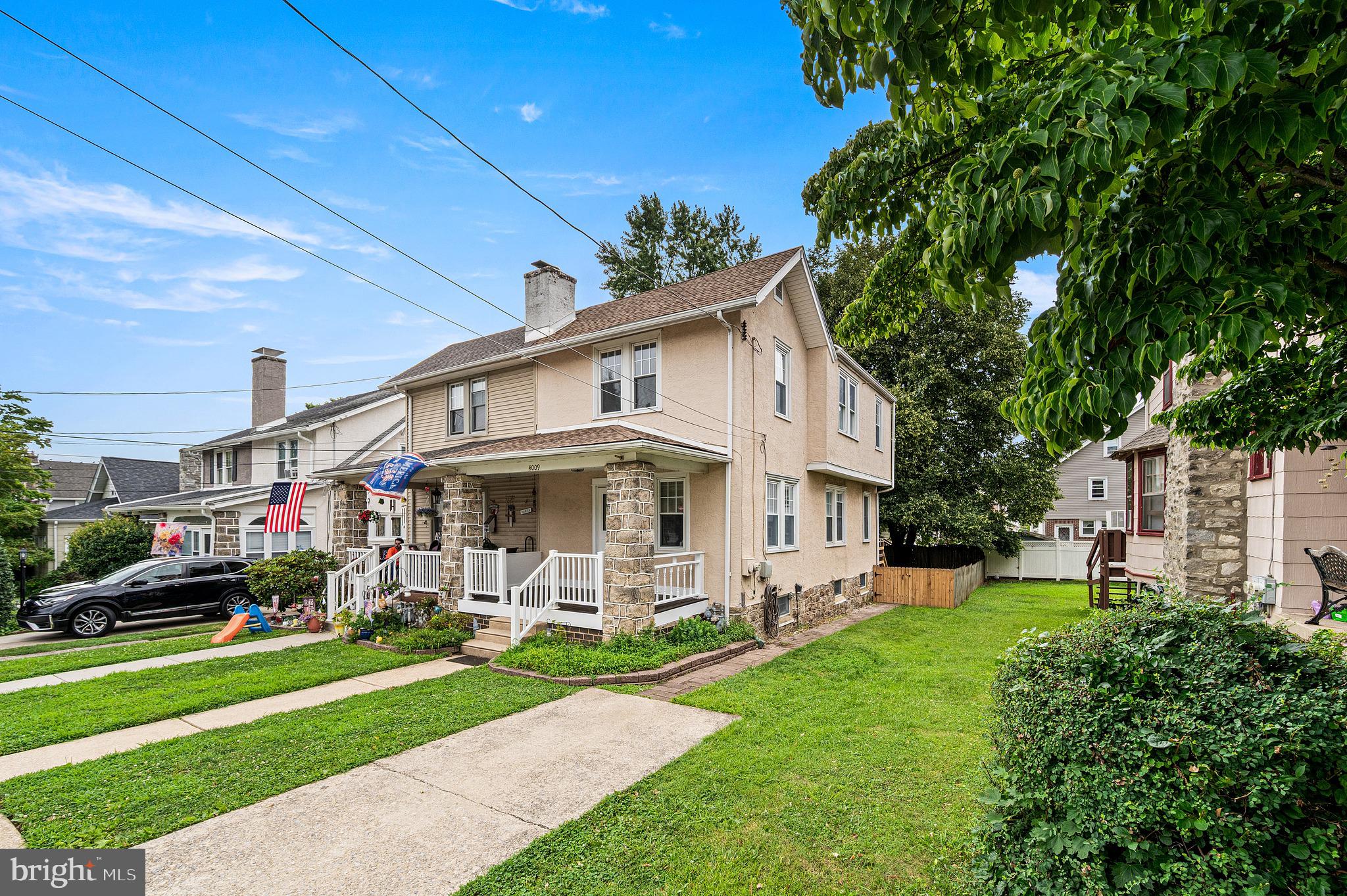 Looking for a charming street with a strong sense of community? This move-in ready home offers 3 bedroom 1 bathroom on the tree lined Rosemont Avenue. A recently renovated front porch invites you into this adorable twin. The original hardwood floors with mosaic tile entrance, stone fireplace, pass through to dining room add charm to the main living spaces. New sheet rock ceiling throughout the living room and dining room with newer ceiling fans and freshly painted throughout the entire first and second floors, create a blank slate for the next homeowners. The kitchen offers what you need with a brand new floor, 5 burner gas stove, and an additional storage “mudroom” area that provides access to the rear fenced in backyard. The upper level has a clean hall bathroom with new flooring, new bathroom sink, new shower liner, updated fixtures, and complete with all new water lines. The 3 bedrooms are ample size featuring ceiling fans and closets. The large hall closet completes this level. The basement level offers a bilco door walkout, laundry and wash sink, a recreational space, and front utility room. This property is located convenient to major routes, shopping, restaurants, parks and public transportation. A 5 min walk to Garrettford Elementary School makes life logistics a breeze.. book your appointment today to see this affordably priced move-in ready twin in Drexel Hill!