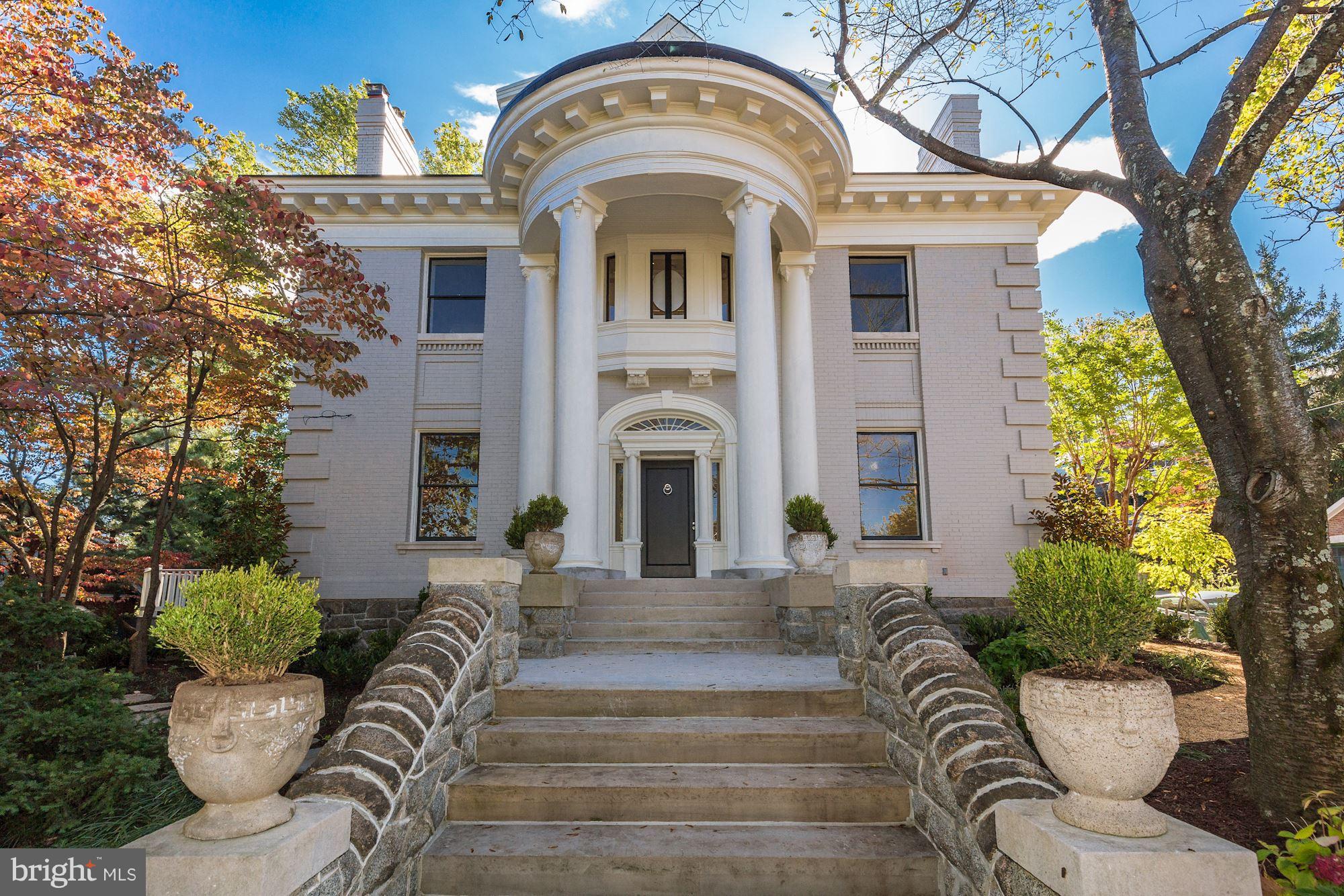 Stunning remodel of this 7BR/8BA Cleveland Park colonial! Two-car garage parking with driveway. Pristine finishes, hardwood floors, recessed lighting, high ceilings, elevator, with excellent attention to detail. Large windows with soaring views, grand master suite, bathroom oasis and amazing closet space.