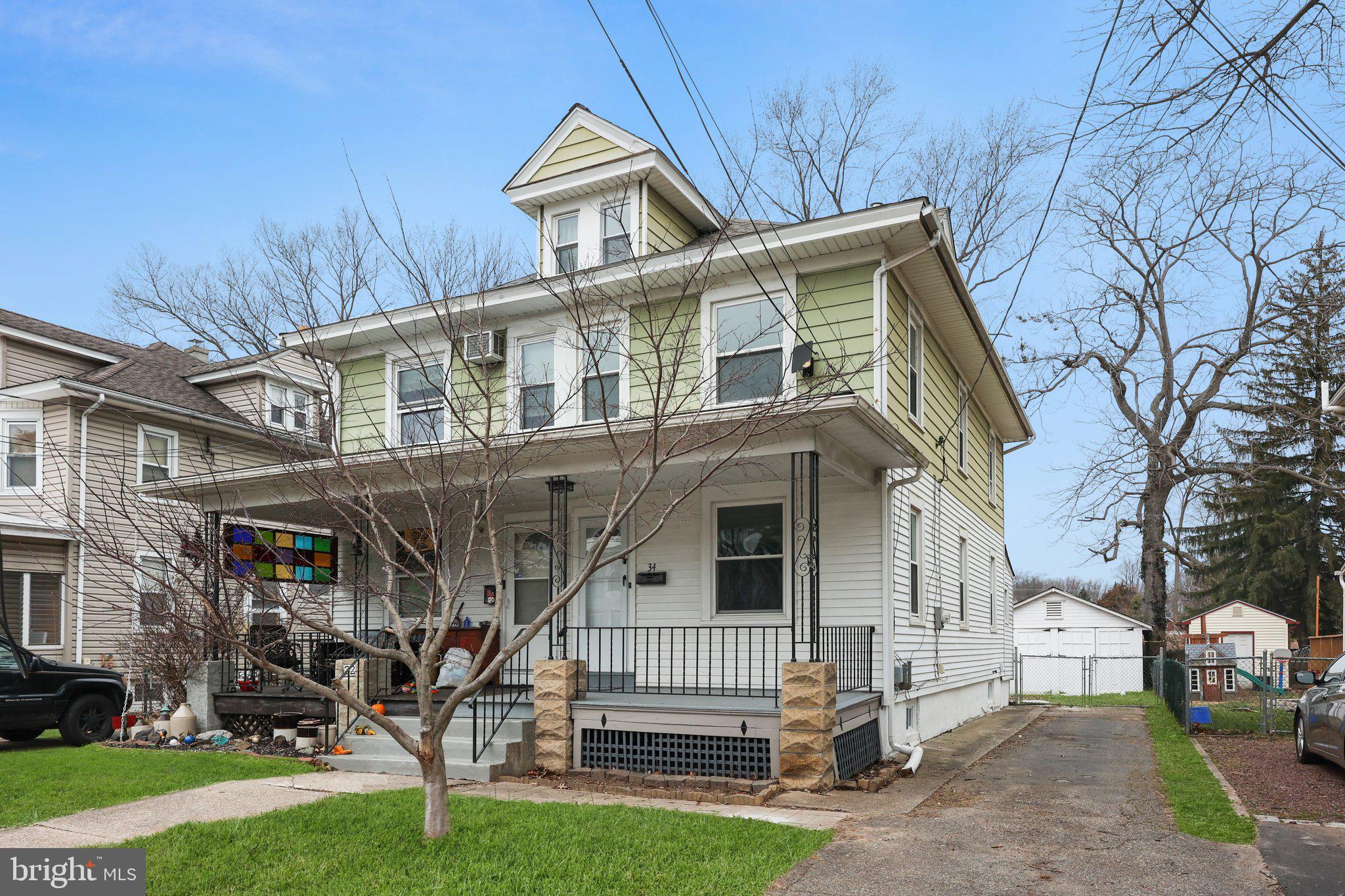 Well maintained twin home in Morrisville, PA. The kitchen and bath have been remodeled with new floor over the original hardwood. Some of the features in this home include crown molding in the living room, dining room and kitchen. In the kitchen are original built-in with plenty of storage space. The third floor attic and basement provide plenty of space for storage. The large yard is fenced in with a detached garage. The front porch is a great place to sit and relax on this quiet street away from traffic. There is a mud room off the kitchen with access to the large yared. The home is move in ready just waiting for a new owner to care for it. Low taxes.