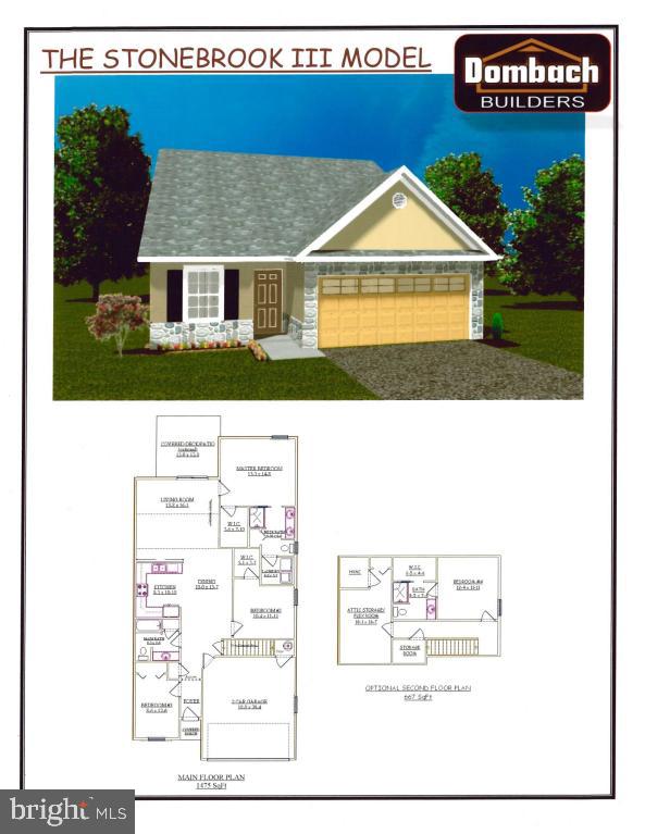 Stonebrook III Model to be built. 3 Bedroom 2 Bath End of Row Ranch Built by Dombach Builders.