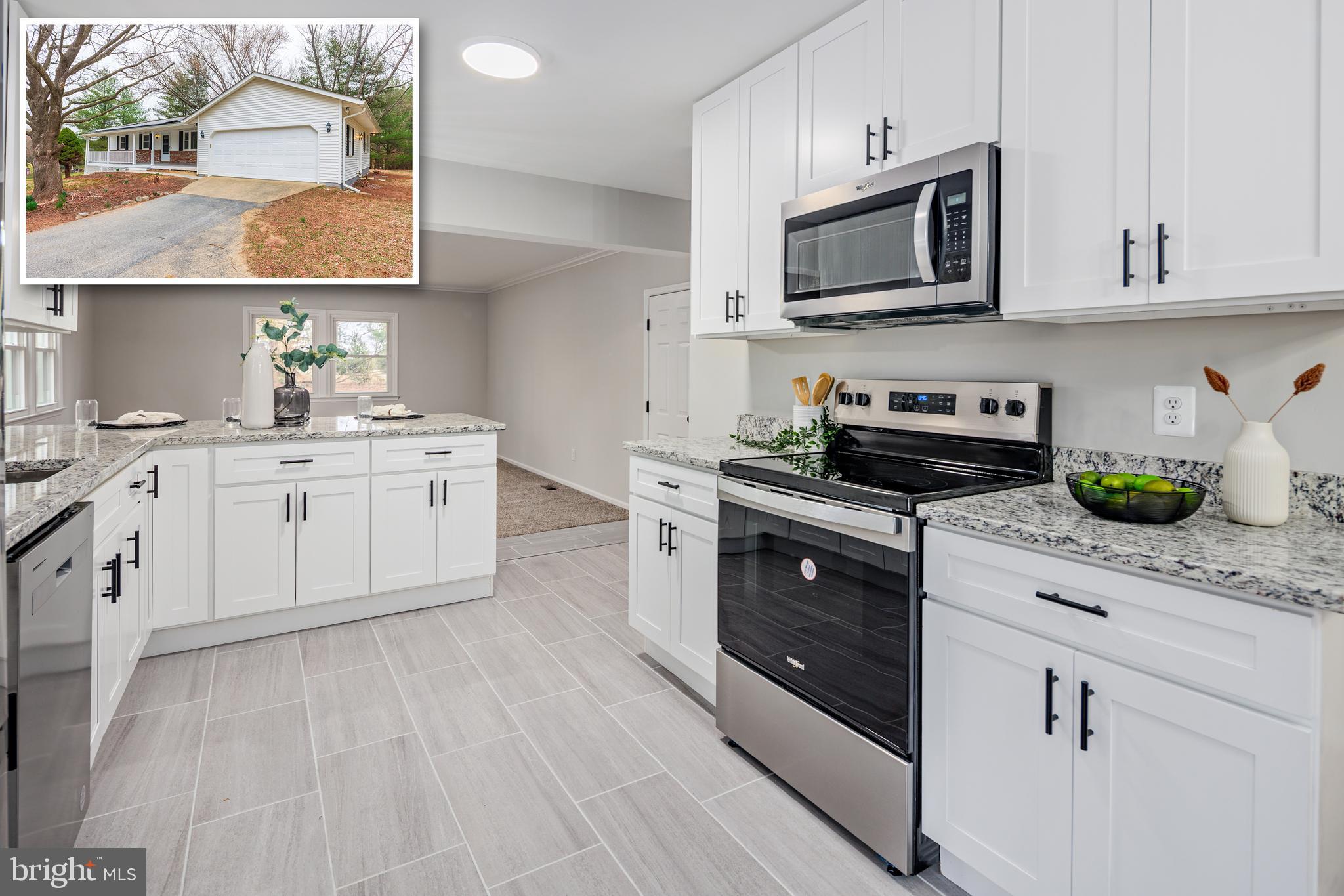 Charming Ranch-Style Home on a Spacious Corner Lot! Welcome to this beautifully updated ranch-style home offering 1,400 sq. ft. of above-grade living space and an additional 1,100 sq. ft. of finished basement space. Situated on a desirable corner lot, this home is move-in ready with fresh paint, new flooring, and numerous upgrades throughout! Step inside to find gleaming refinished hardwood floors leading into a spacious living area filled with natural light. The eat-in kitchen is a dream, featuring custom white shaker cabinetry, granite countertops, stainless steel appliances, and ceramic tile flooring. The main level boasts three generously sized bedrooms and a fully renovated bathroom with modern finishes. Downstairs, the finished basement offers a large living area, an additional bedroom, and another full bathroom, perfect for guests or extra space. Enjoy outdoor living on the expansive deck just off the kitchen, ideal for entertaining or relaxing. The two-car garage provides ample storage and convenience. With all-new flooring, fresh paint, and thoughtful upgrades throughout, this home is truly move-in ready. Don’t miss your chance—schedule a showing today!