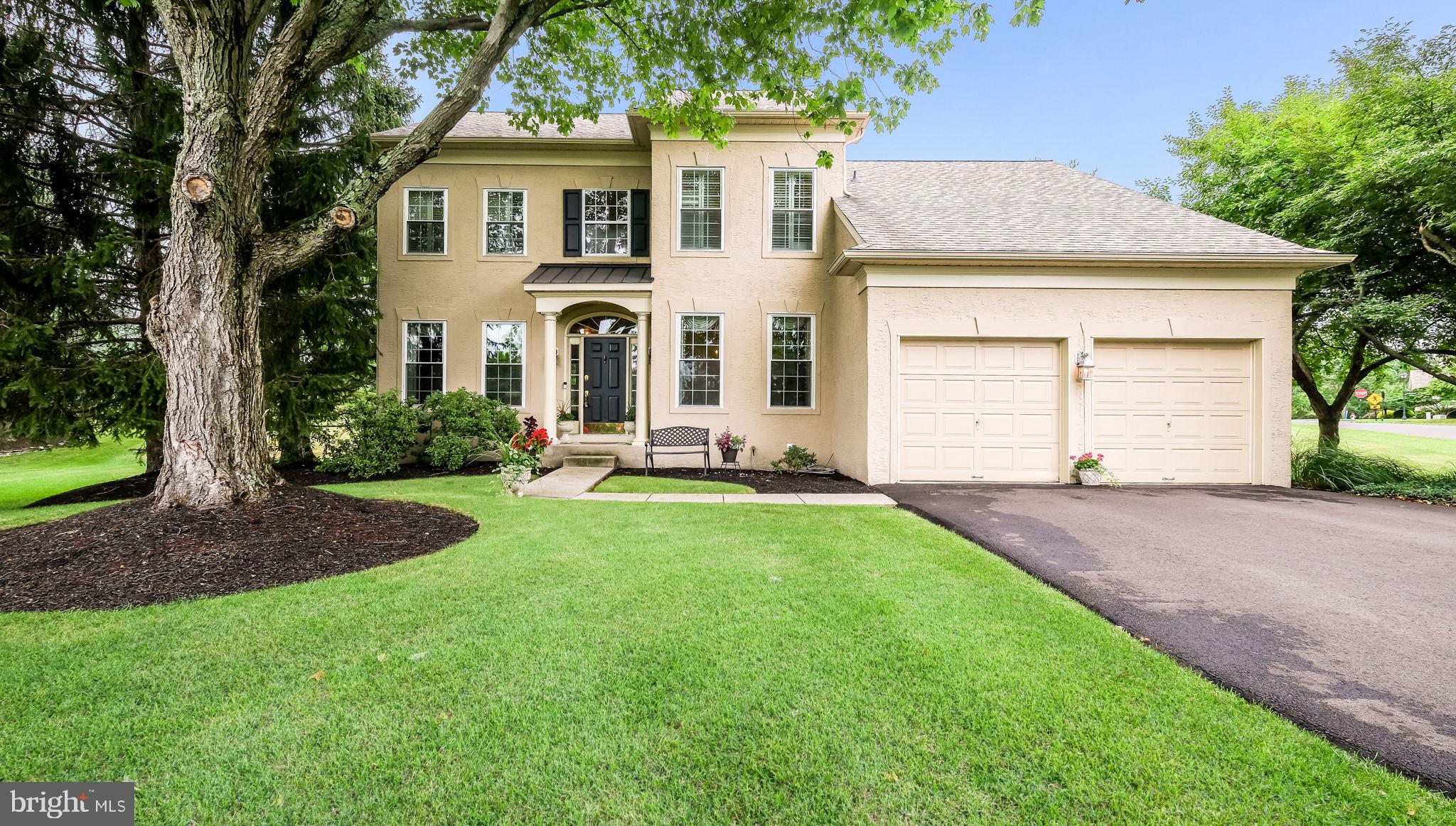 Welcome to this gorgeous Colonial nestled within the prestigious Talamore Country Club community, offering spectacular golf course views and exceptional updates throughout. A dramatic two-story foyer with gleaming hardwood floors welcomes you into this elegant home. The beautifully updated gourmet kitchen features granite countertops, a stylish tile backsplash, stainless steel appliances, including a newer refrigerator and dishwasher, hardwood flooring, and an inviting layout perfect for both everyday living and entertaining. The formal living room showcases rich hardwood floors, while the spacious dining room is enhanced with hardwood flooring, crown molding, and chair rail detailing, creating the perfect setting for memorable gatherings. The breathtaking two-story family room is filled with natural light from skylights and centered around a cozy gas fireplace. A first-floor office provides the ideal work-from-home space, and an updated powder room completes the main level. Retreat to the luxurious primary suite featuring a vaulted ceiling, a relaxing sitting room with an elegant marble fireplace, and private access to a second-story deck overlooking the 5th hole of the Talamore golf course. The updated primary bath offers tile flooring, Corian countertops, custom cabinetry, and generous double closets. Two additional spacious bedrooms share a beautifully updated marble hall bath. The finished basement, with approximately 972 square feet, expands the living space with a large recreation area, an additional office, and a convenient half bath, providing endless possibilities for work, recreation, or guests. Step outside to your own private backyard oasis, where you'll enjoy breathtaking sunsets from the slate patio and spacious deck overlooking a tranquil pond and beautifully landscaped garden area—the perfect setting for outdoor entertaining or peaceful relaxation. For complete peace of mind, virtually every major system has been updated, including the roof, windows, heating system, air conditioning, and exterior paint with protective seal coating. This exceptional home combines timeless elegance, modern updates, and one of Talamore's most desirable golf course locations. A rare opportunity to enjoy luxury living both inside and out.